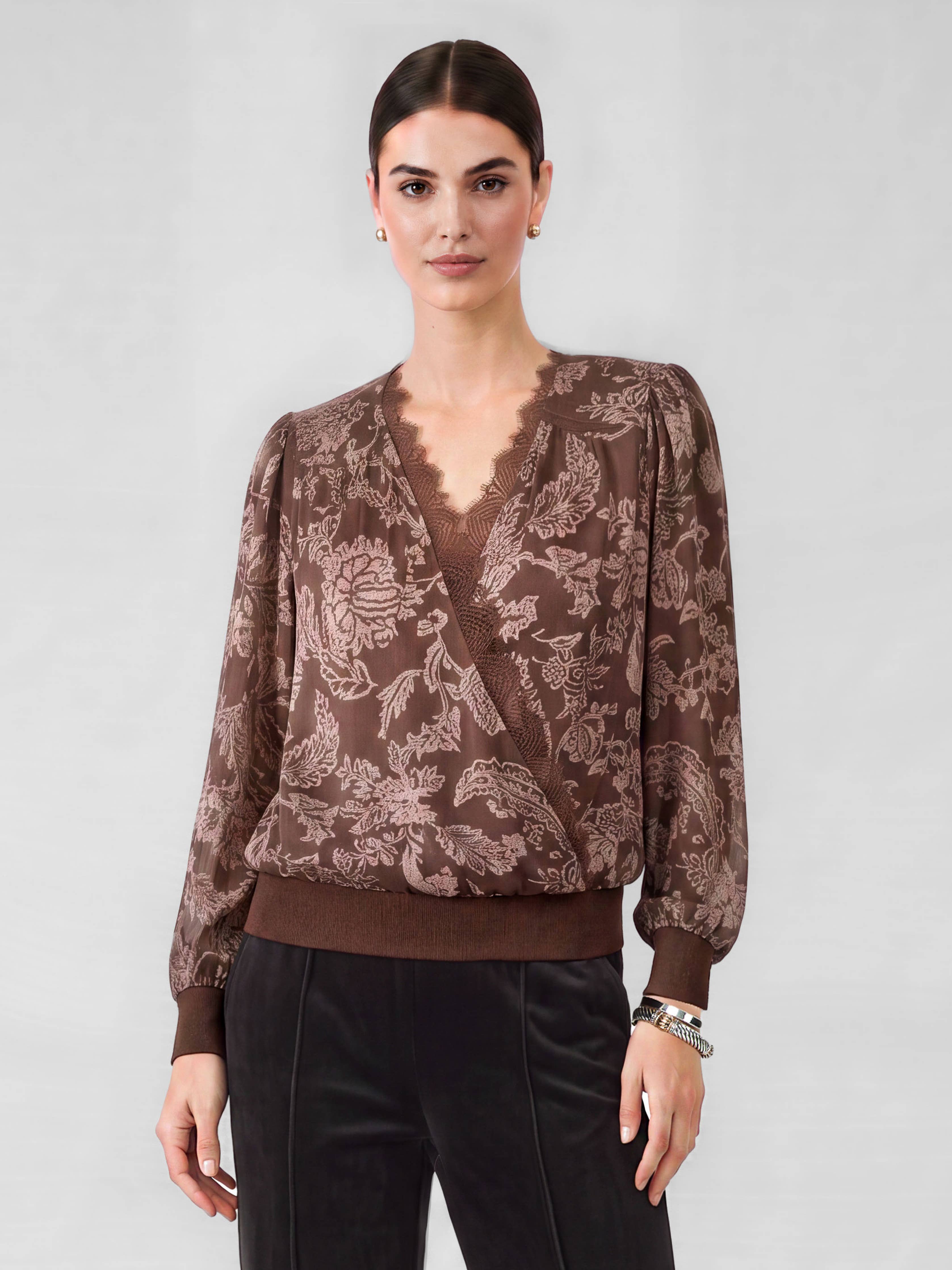 Floral Lace Surplice Top
