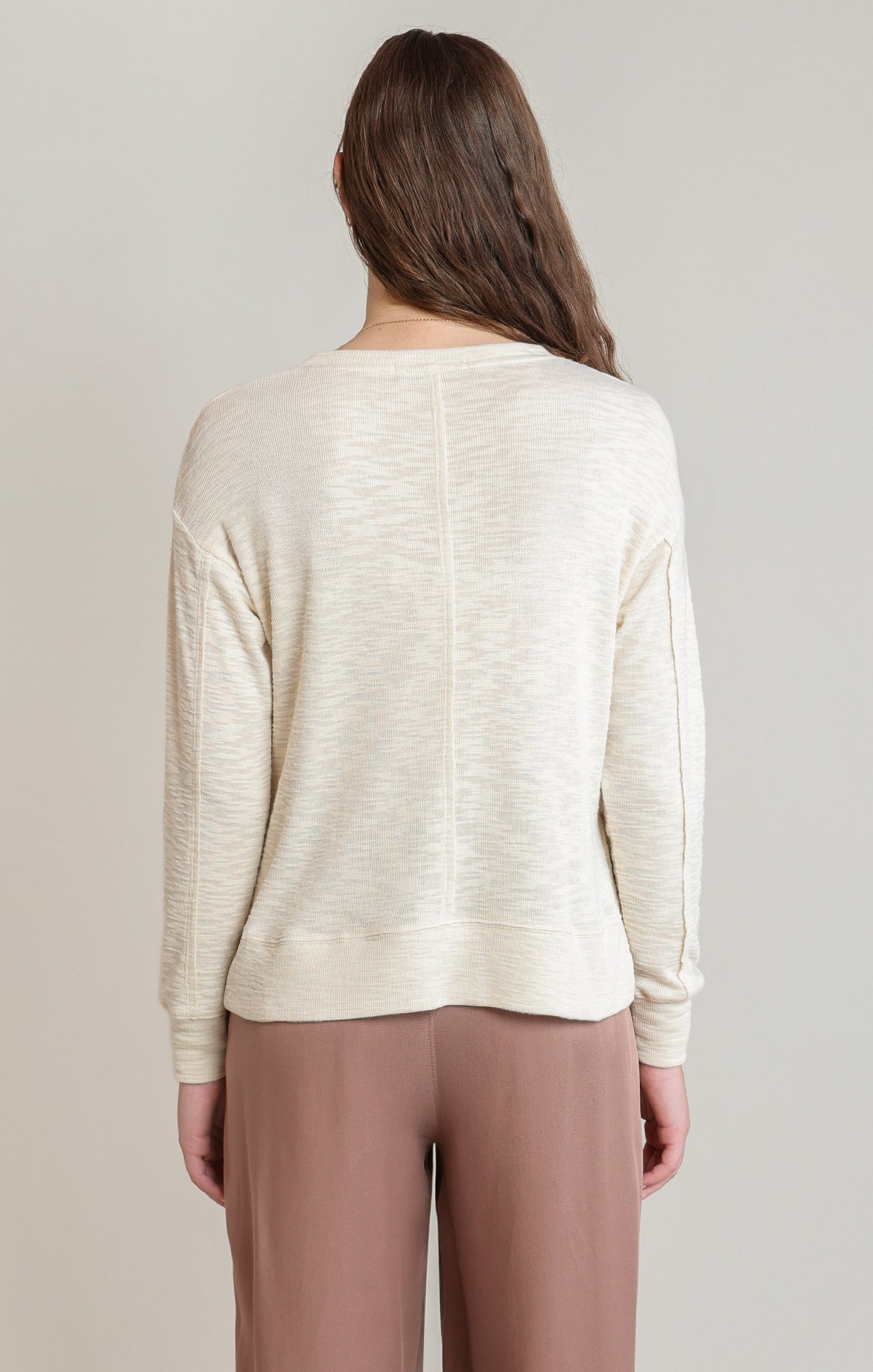 V-Neck Knit Long Sleeve Top