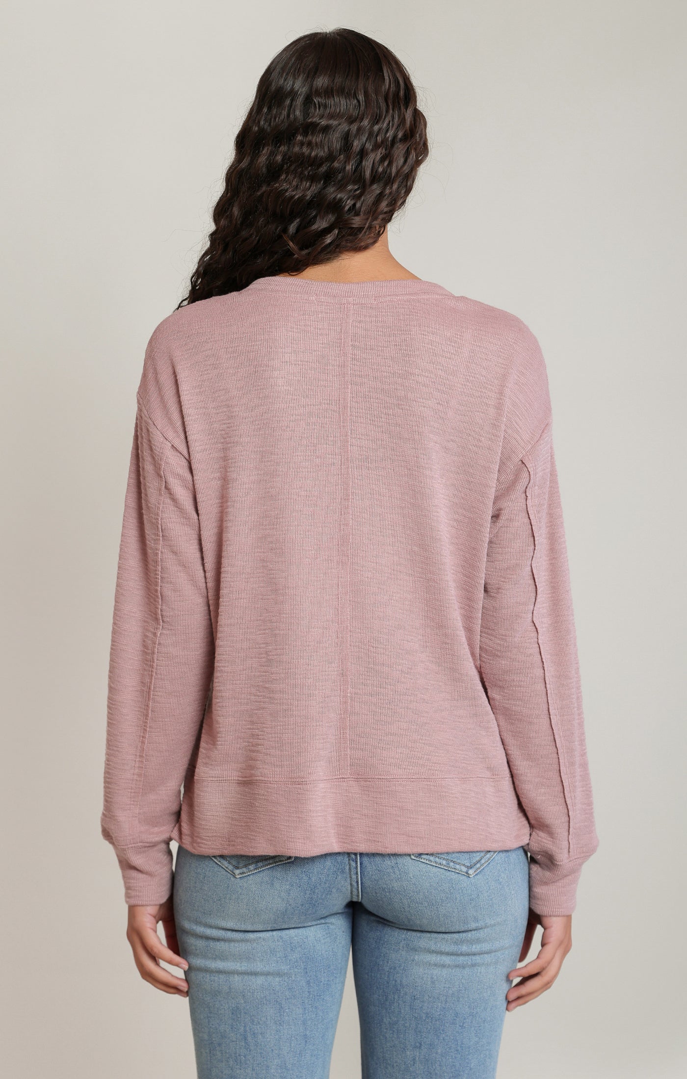 V-Neck Knit Long Sleeve Top