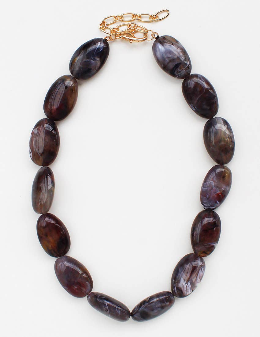 Marbled Resin Beaded Necklace