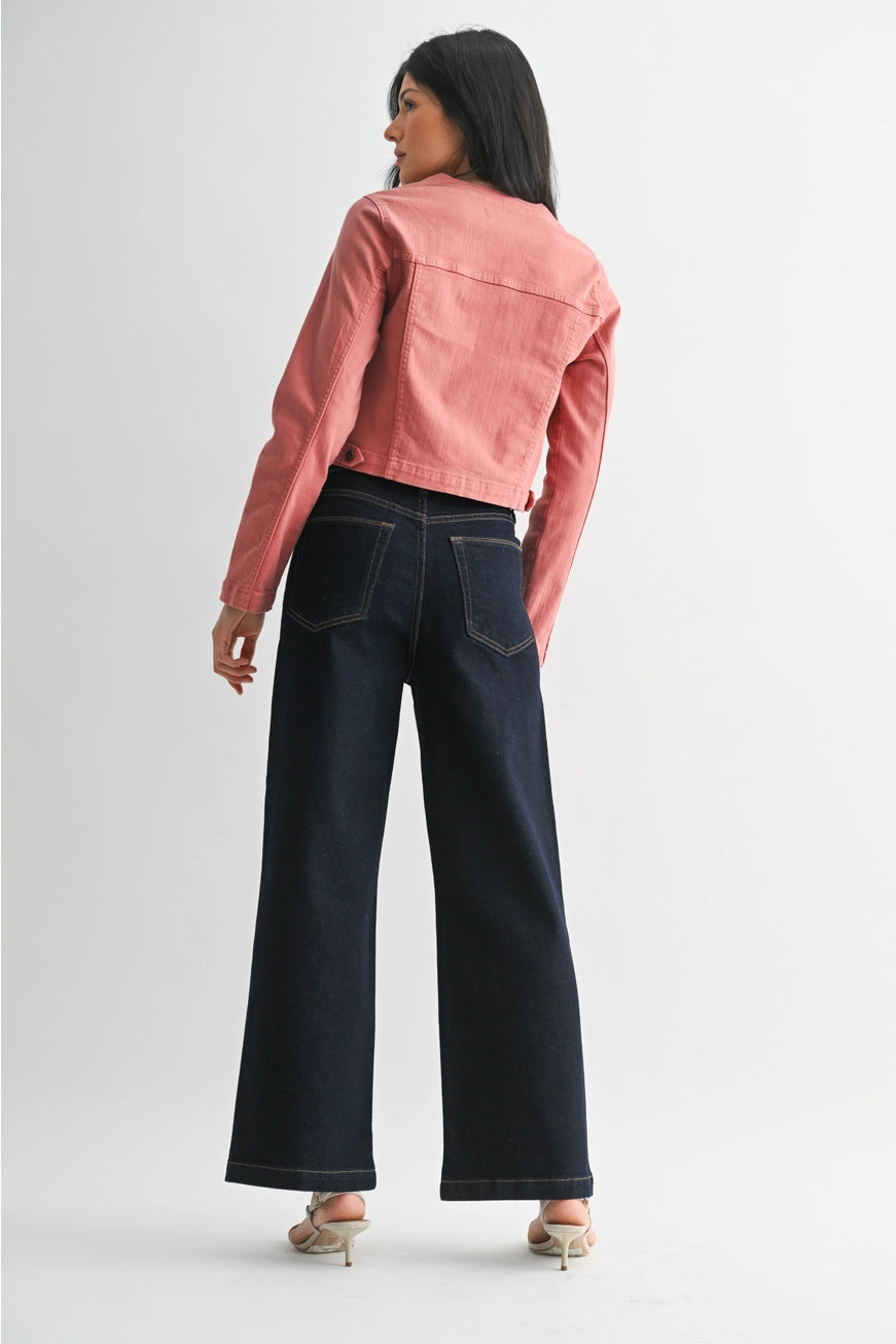 Patch Pocket Wide Leg Jeans