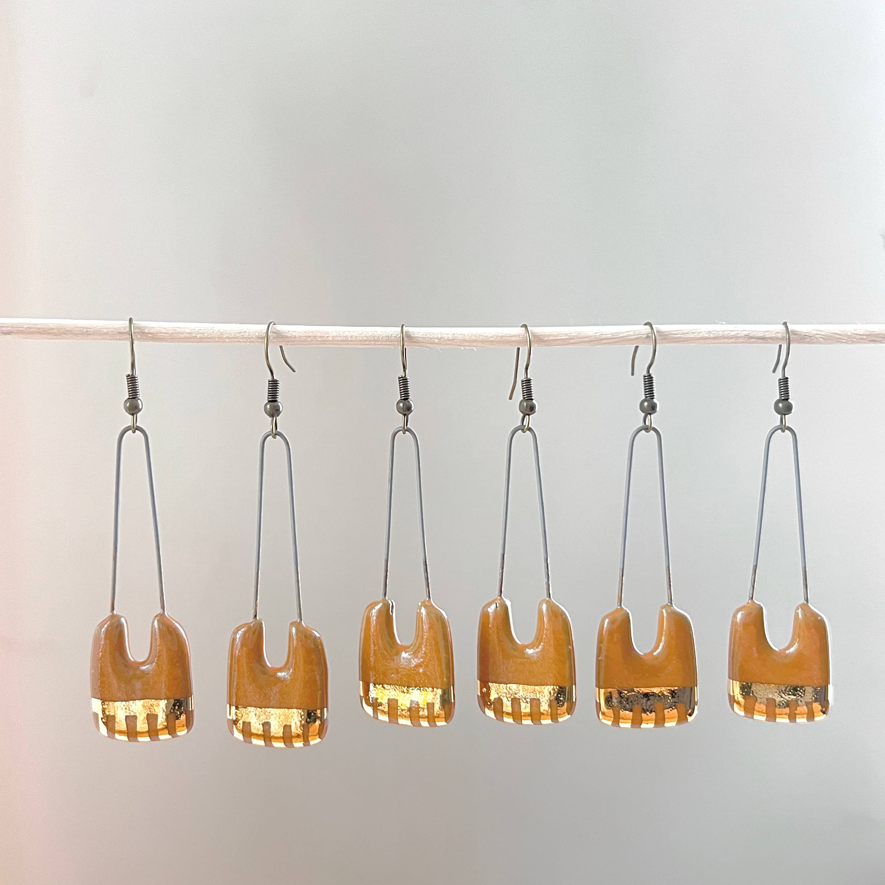 Orange Saddle Gold Earrings