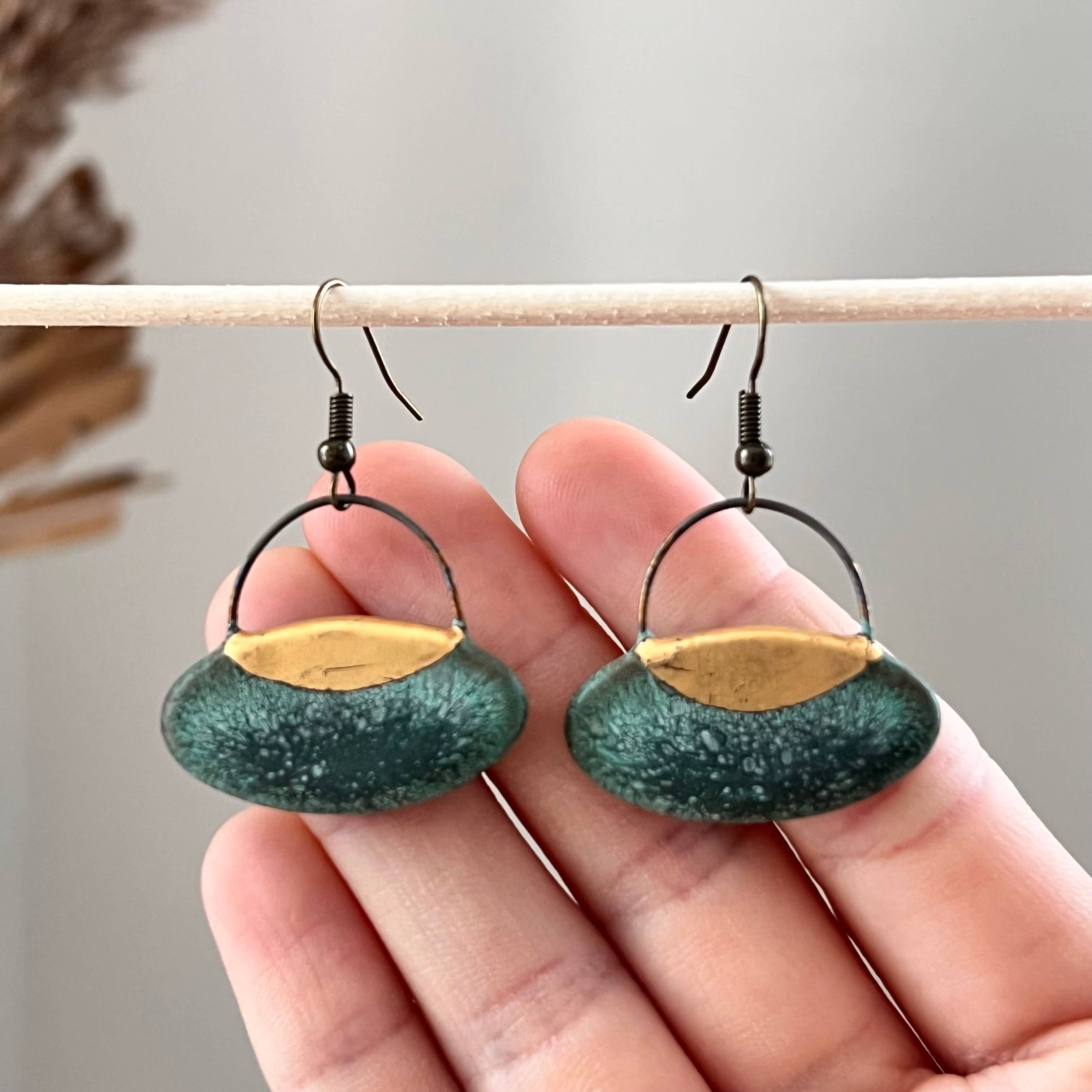 Patina Green Oval Earrings