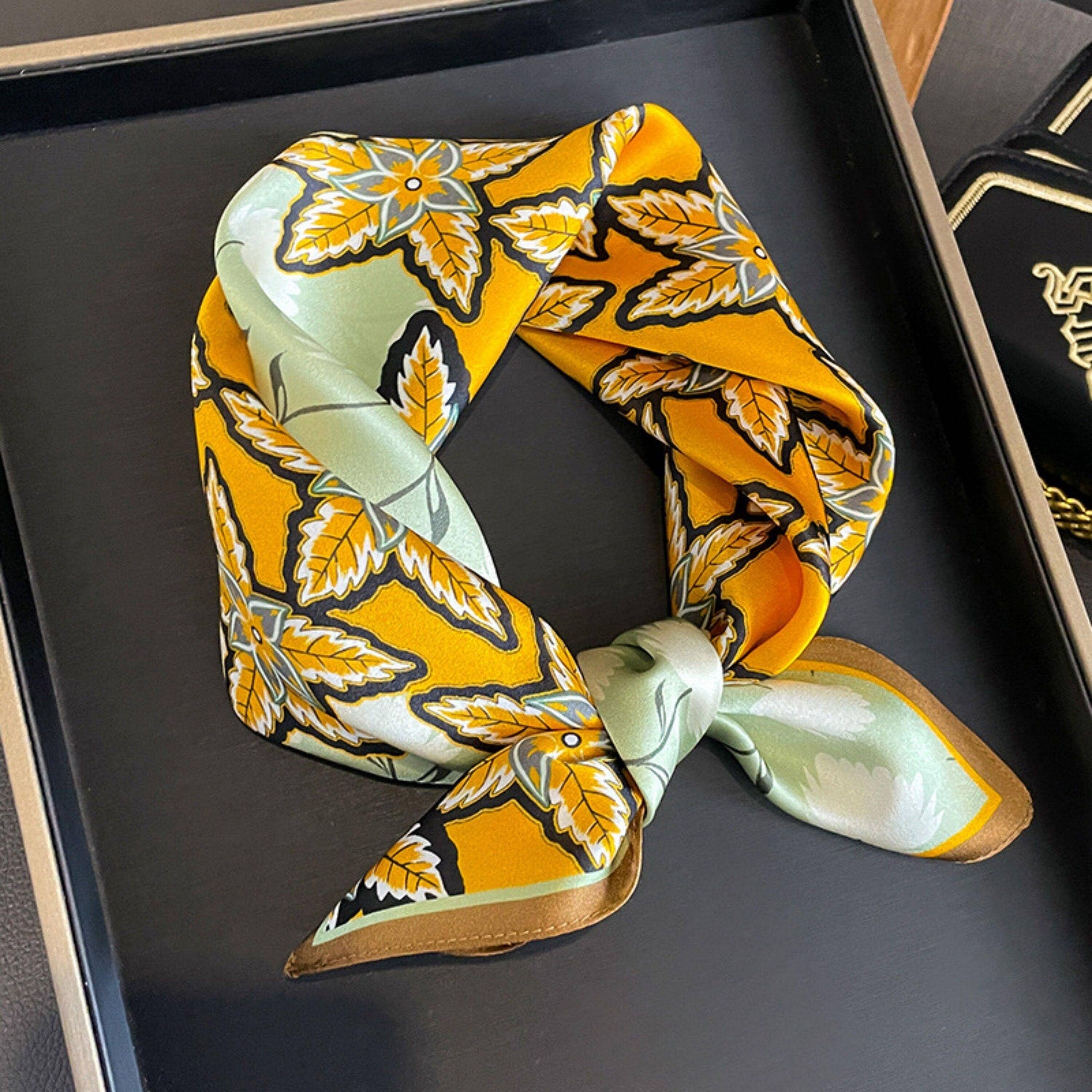 Orange Leaf Silk Scarf