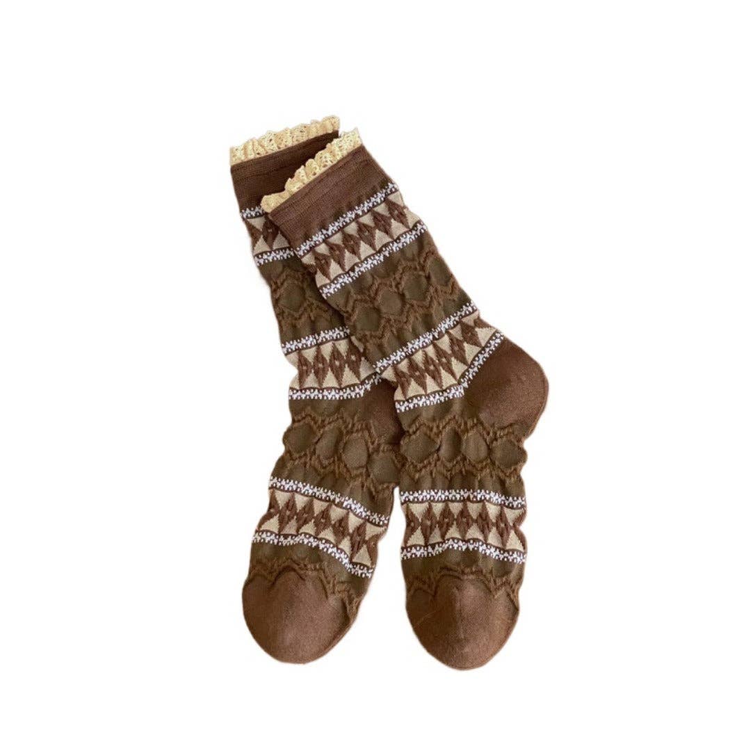Maillard Lace Trim Crew Socks