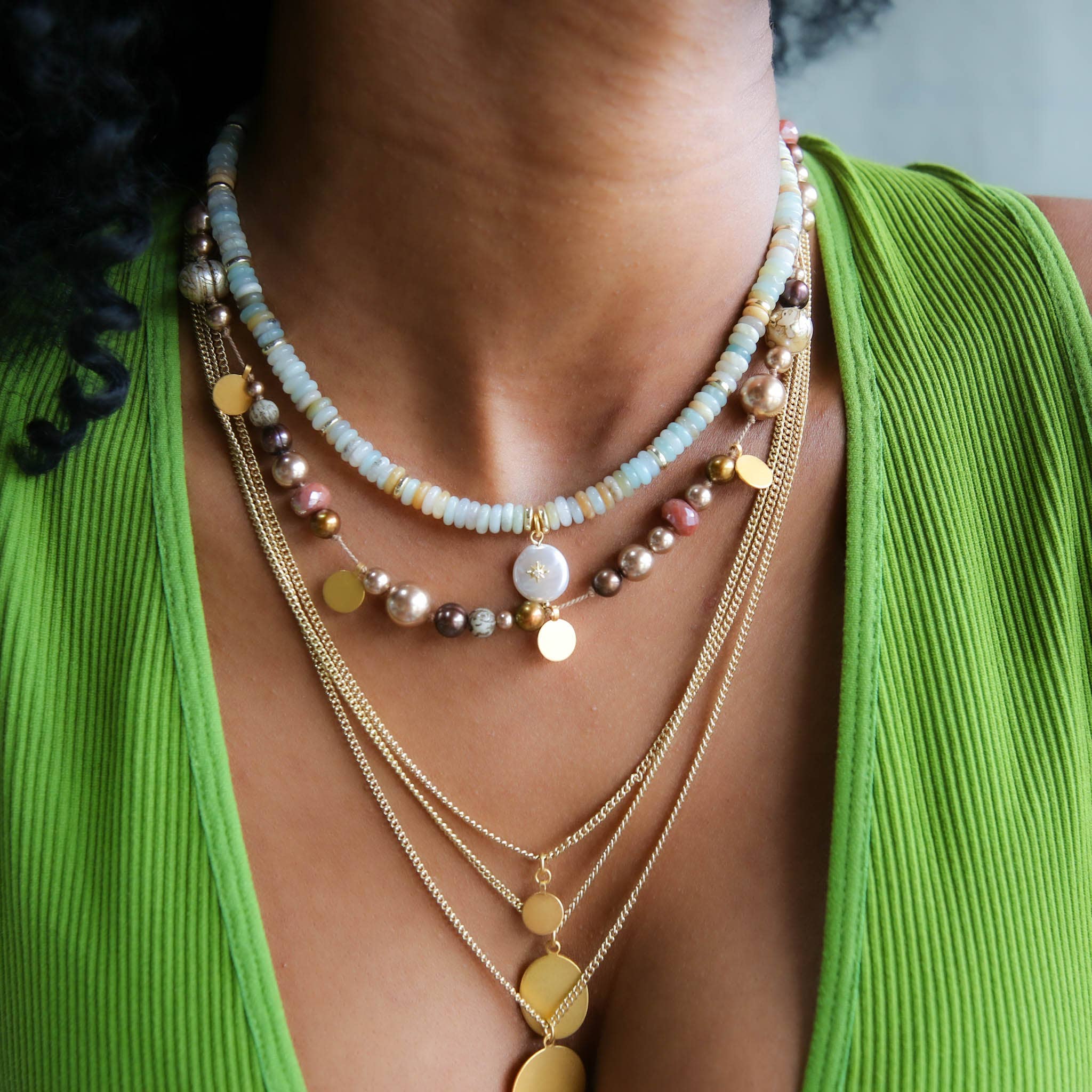 Evie Knotted Necklace Silver Pearl