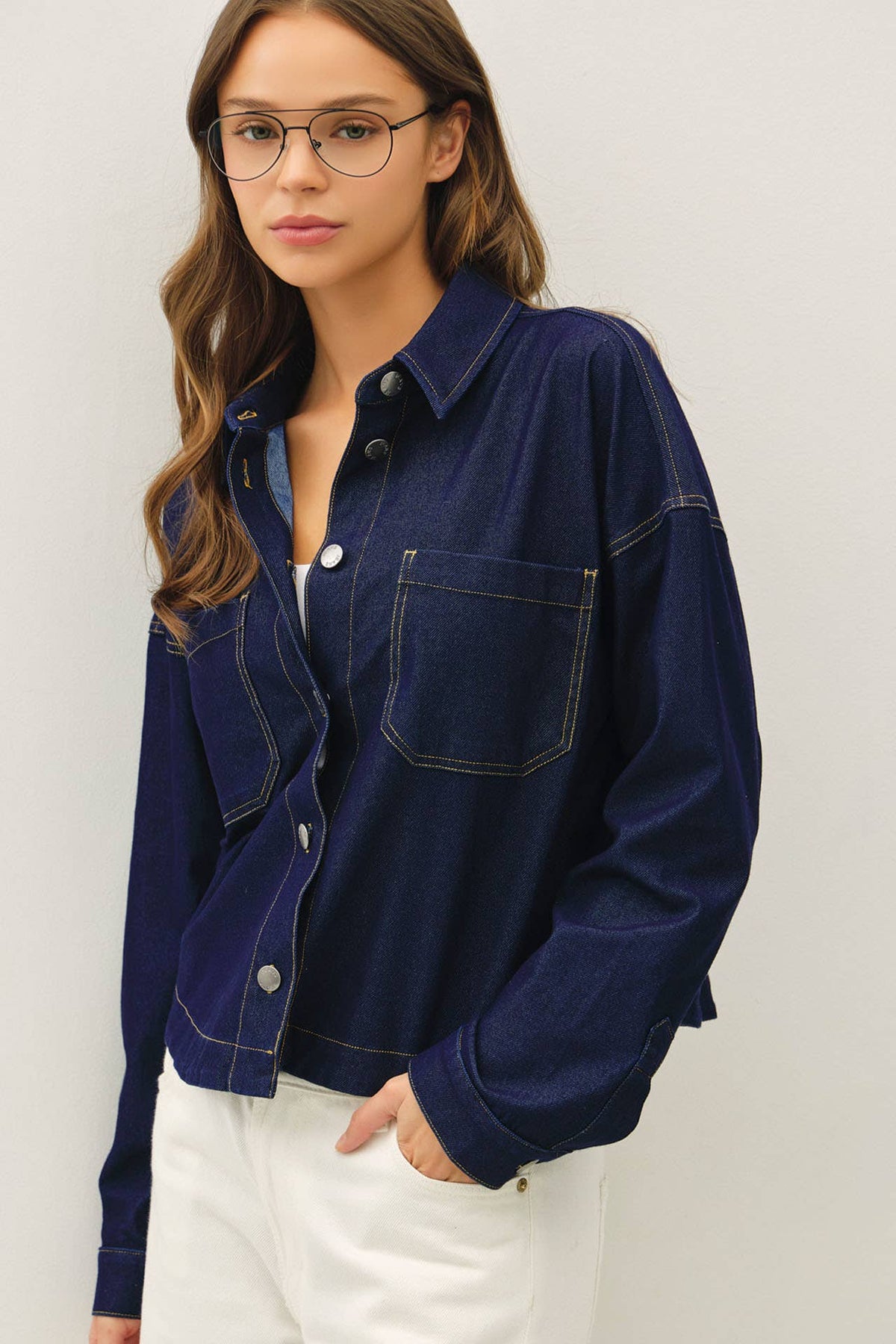 DENIM CROPPED SHACKET