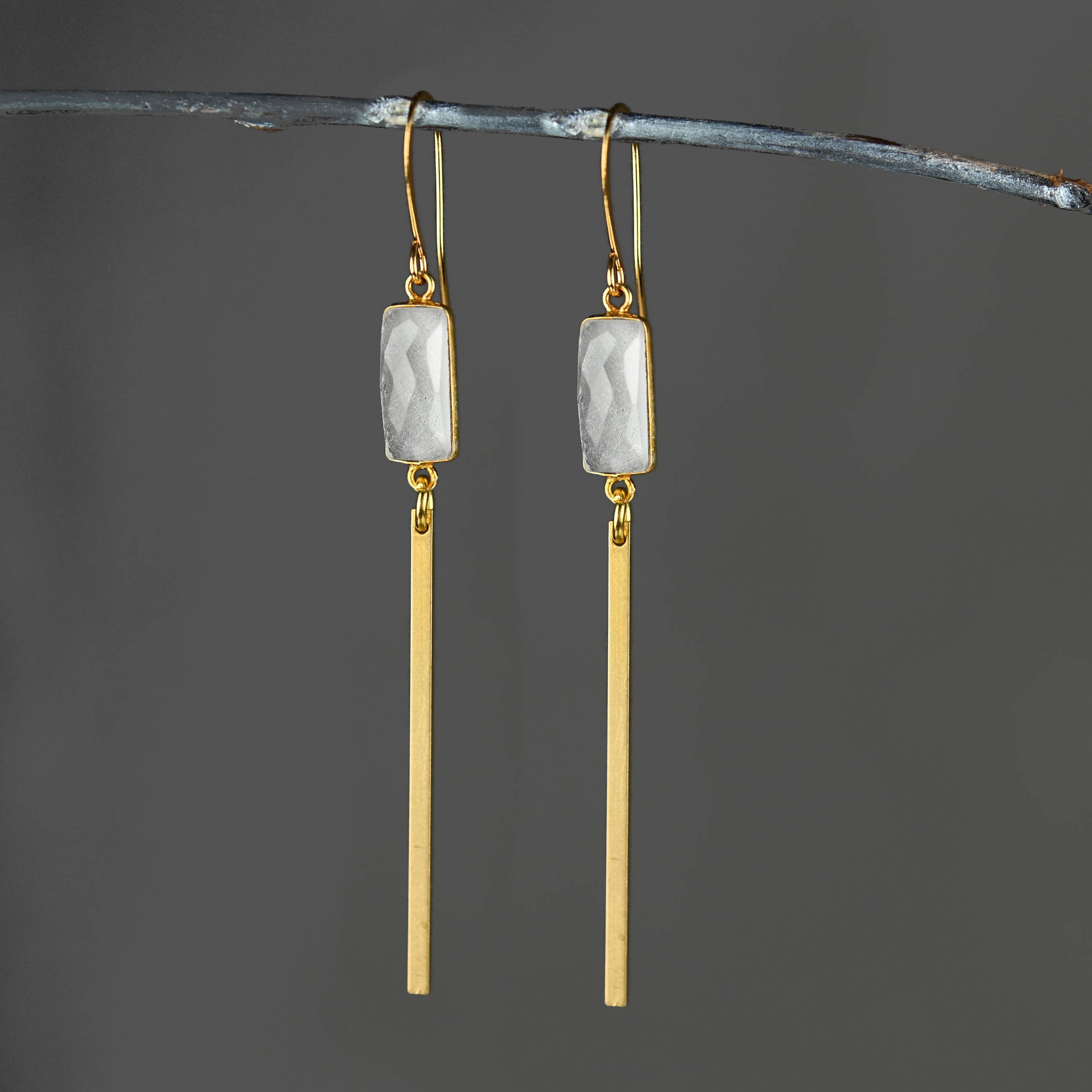 Crystal Long Bar Earrings