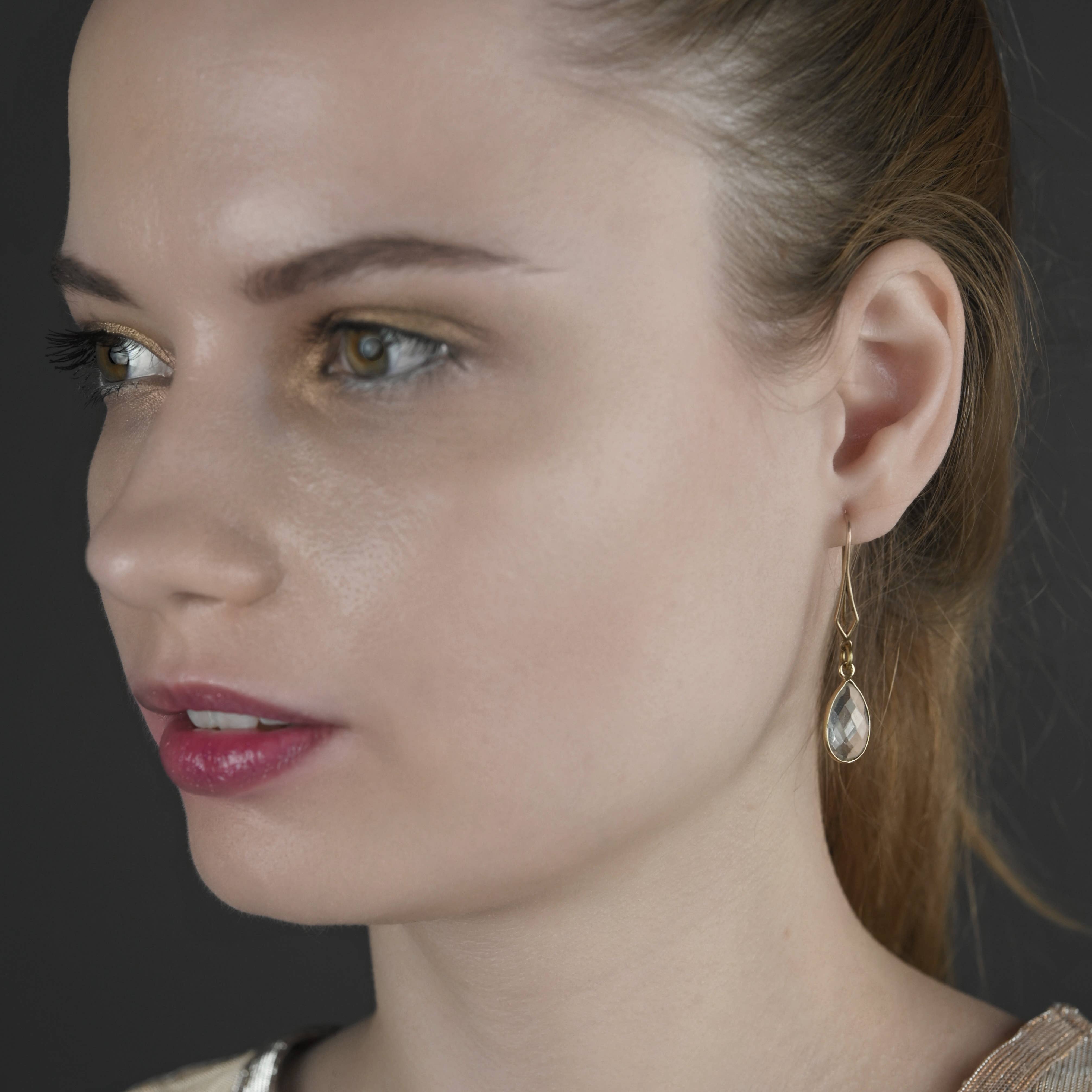 Diamond Hook w/Stone Earrings