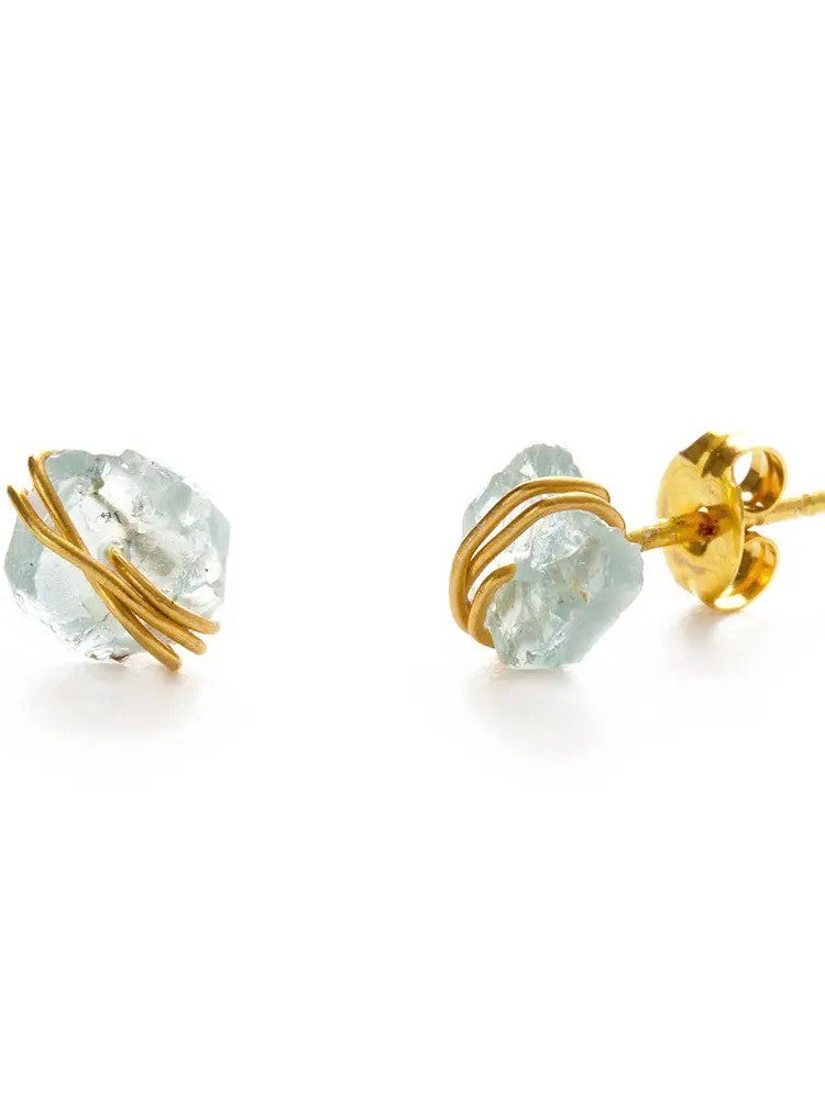 Amano Studio Rough Cut Gemstone Studs Aquamarine