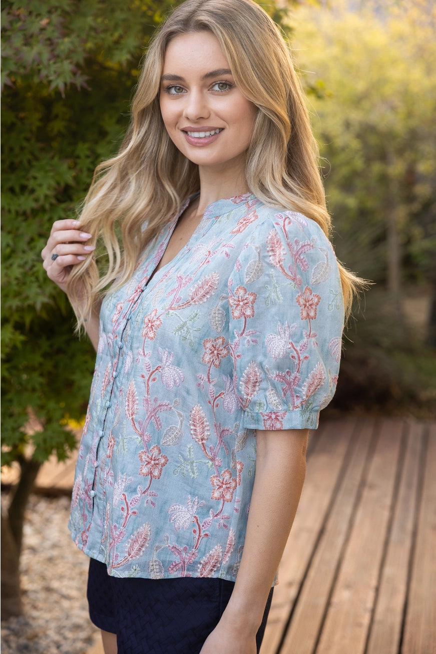 Puff Sleeve Button Down Top