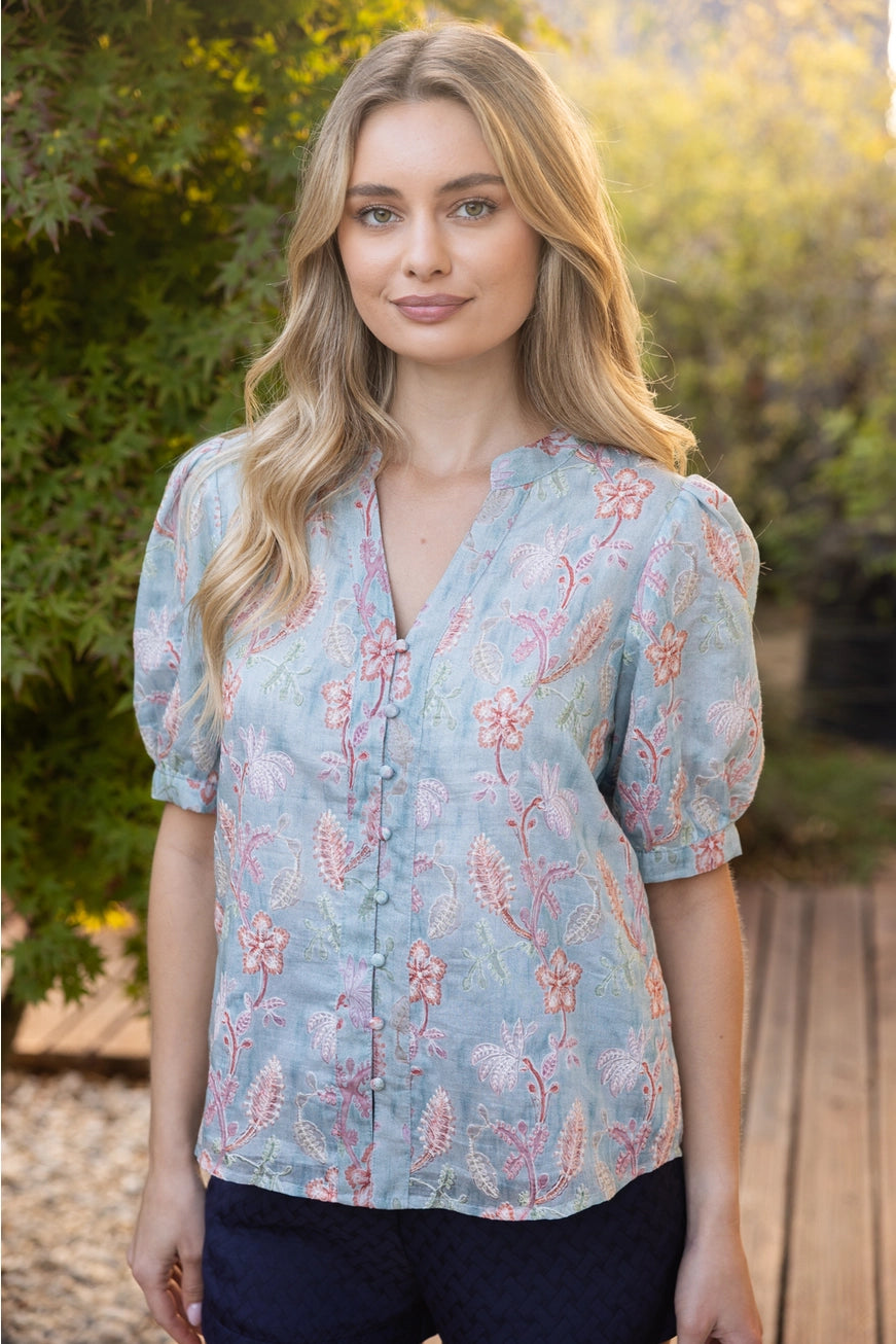 Puff Sleeve Button Down Top