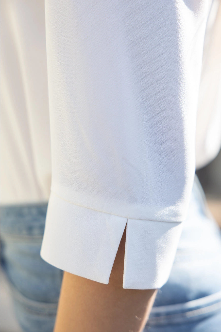 Collared V-Neck Blouse