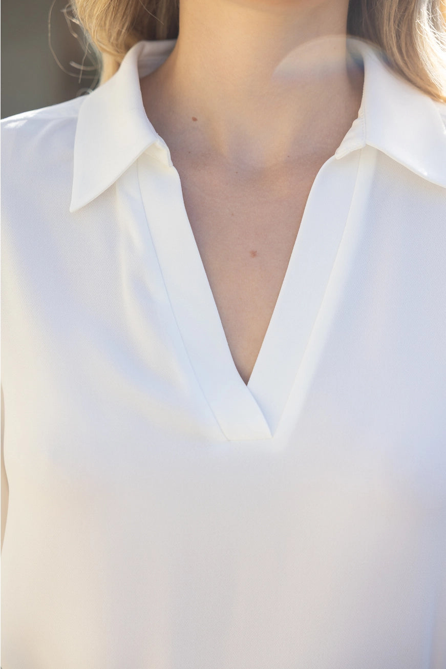 Collared V-Neck Blouse