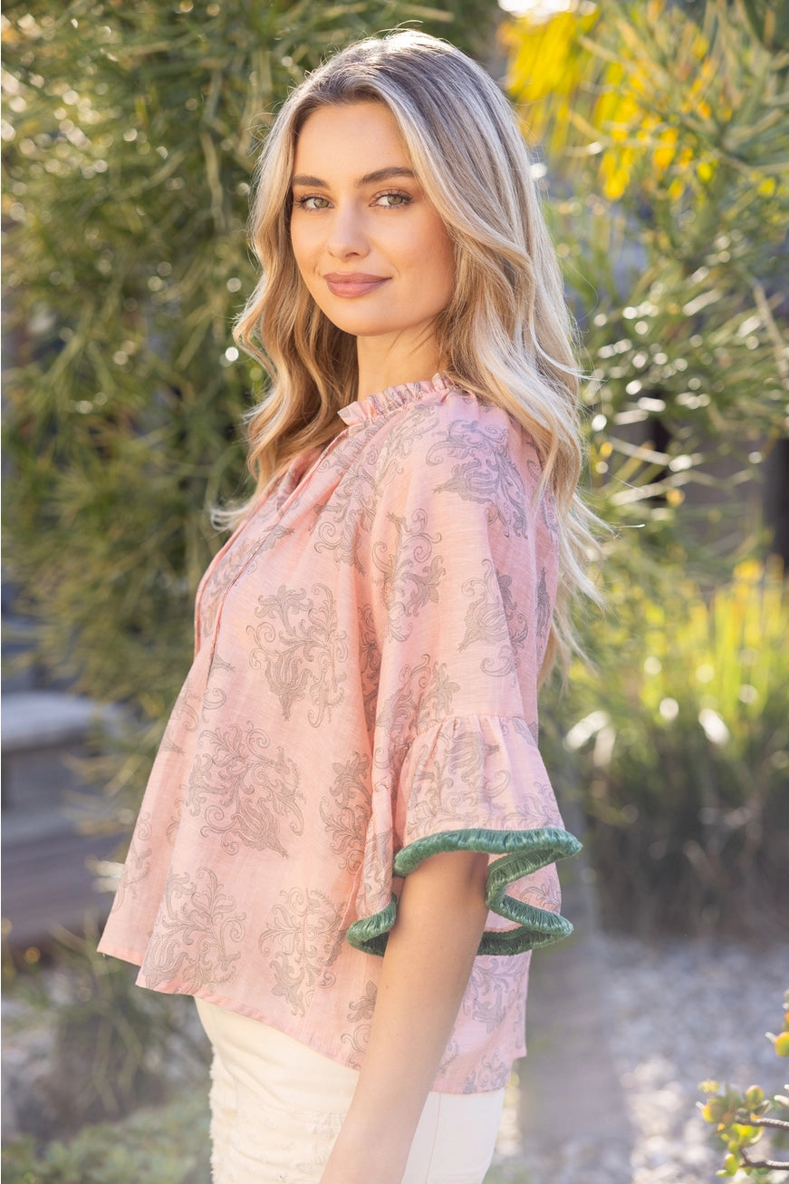 Fringe Detail Print Top