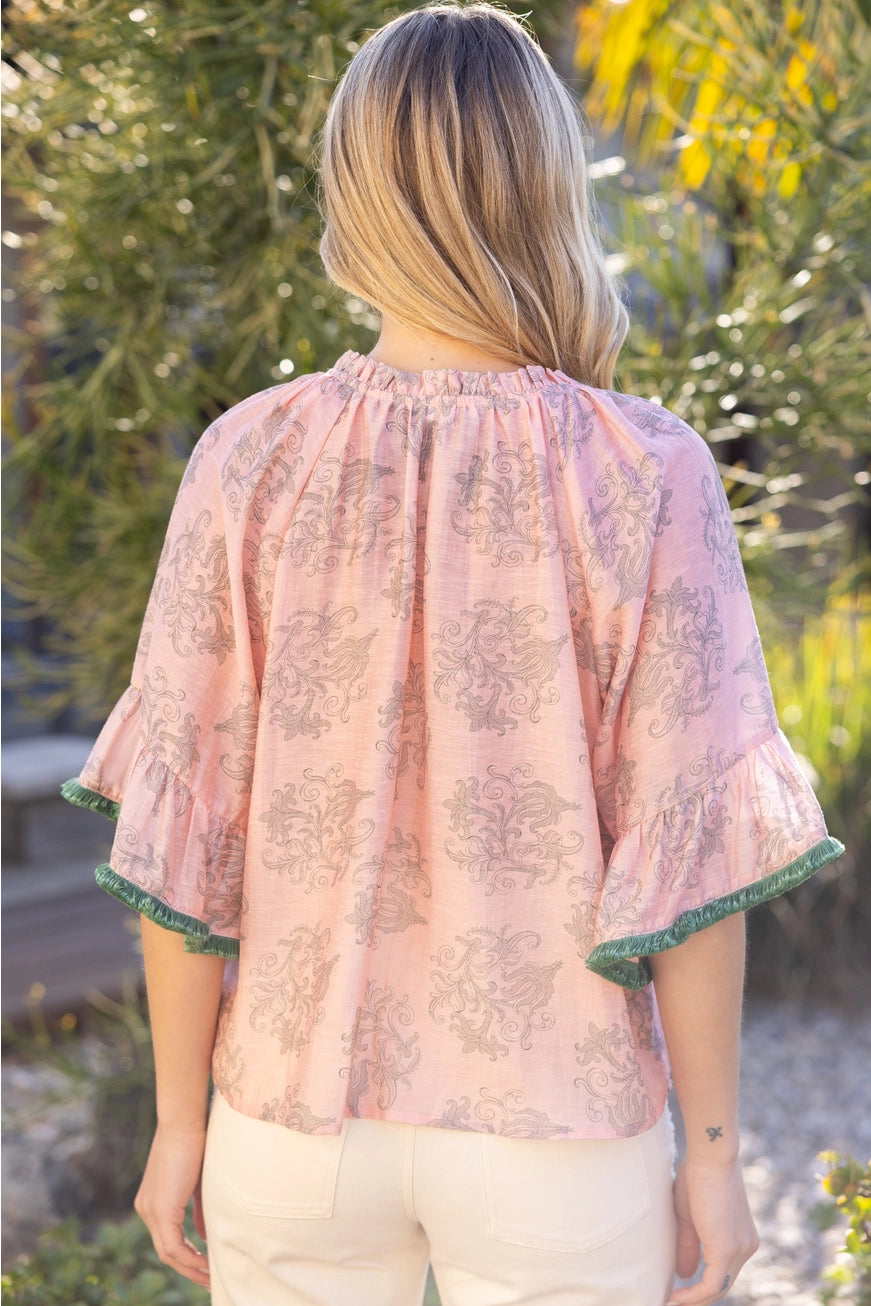 Fringe Detail Print Top