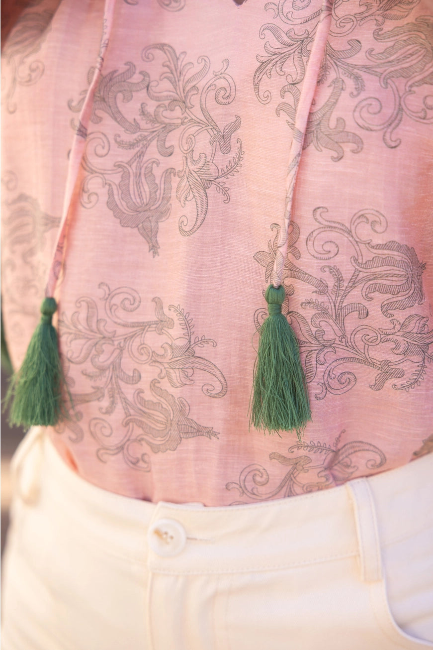 Fringe Detail Print Top