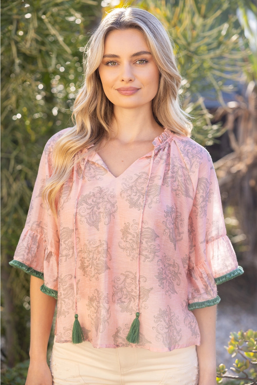 Fringe Detail Print Top