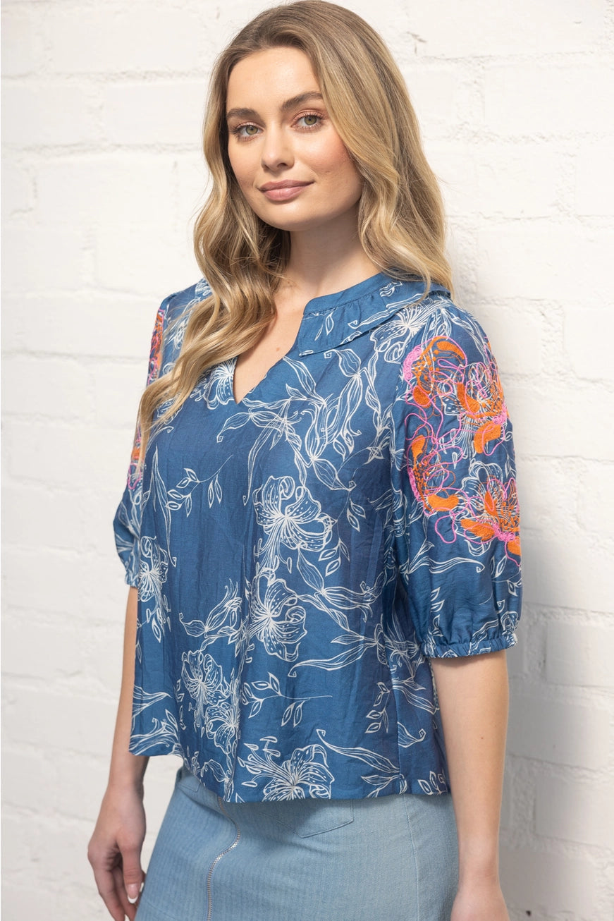 Ruffled V-Neck Top