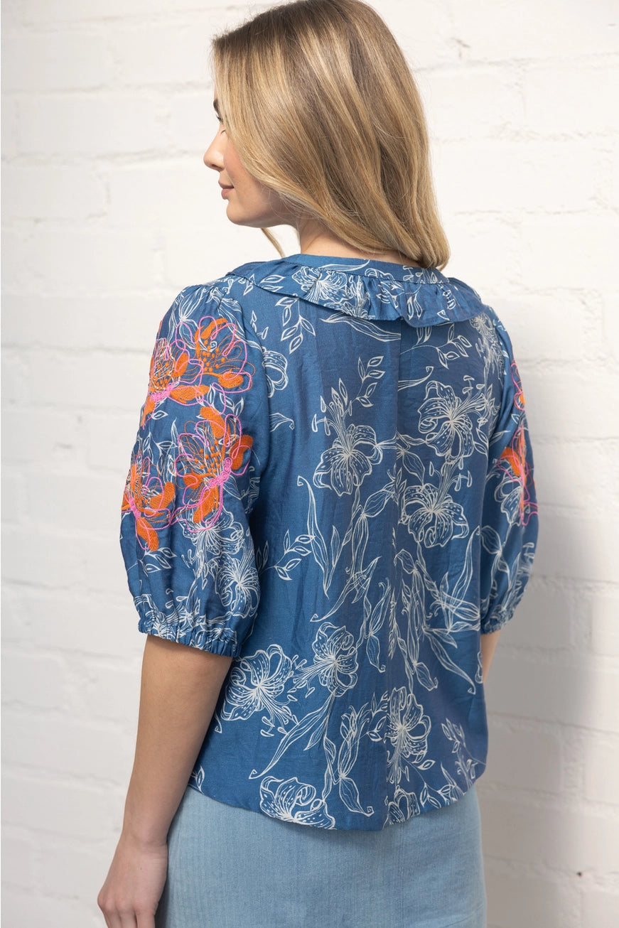 Ruffled V-Neck Top