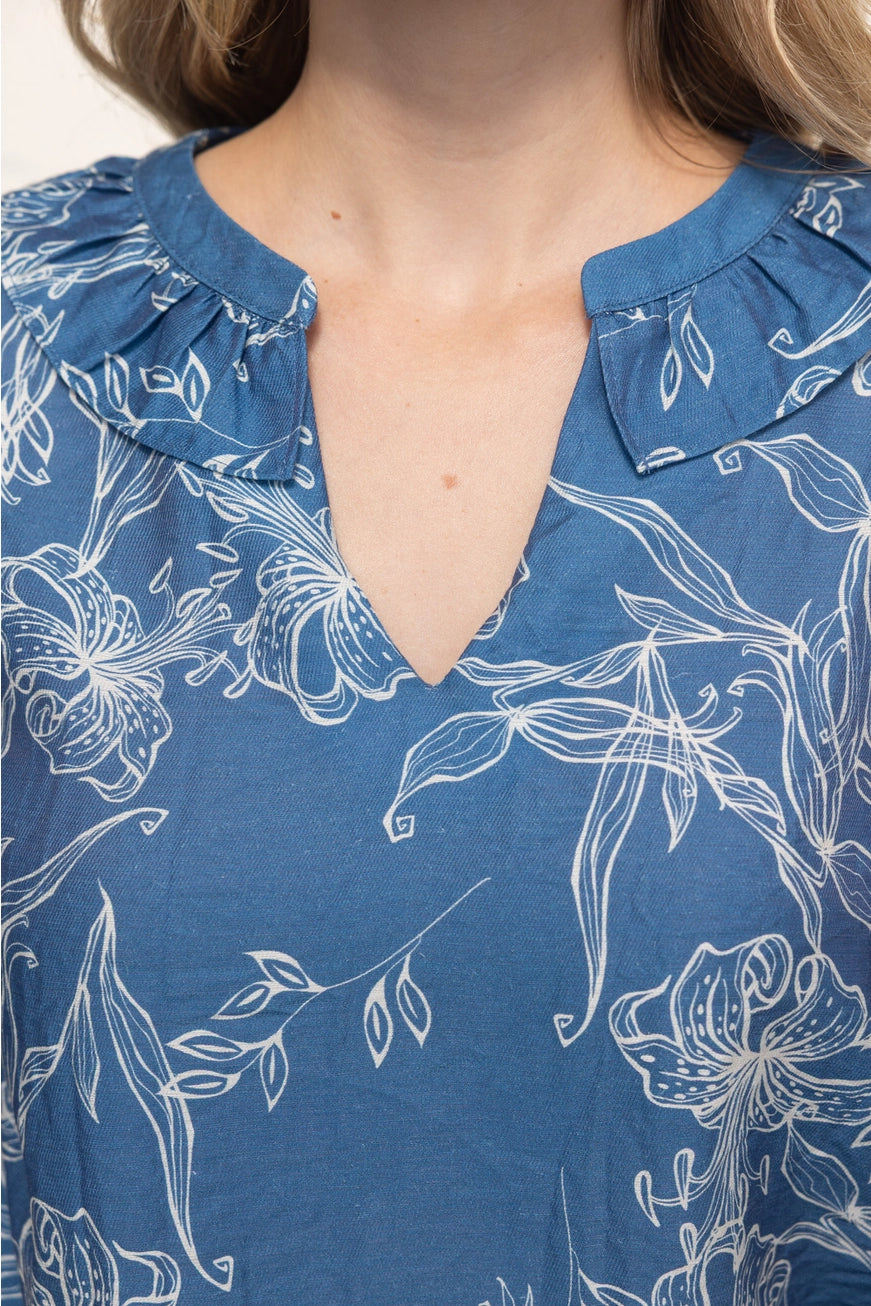 Ruffled V-Neck Top