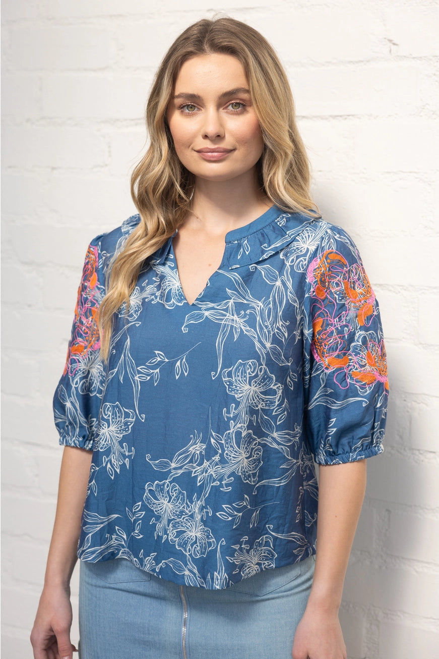 Ruffled V-Neck Top