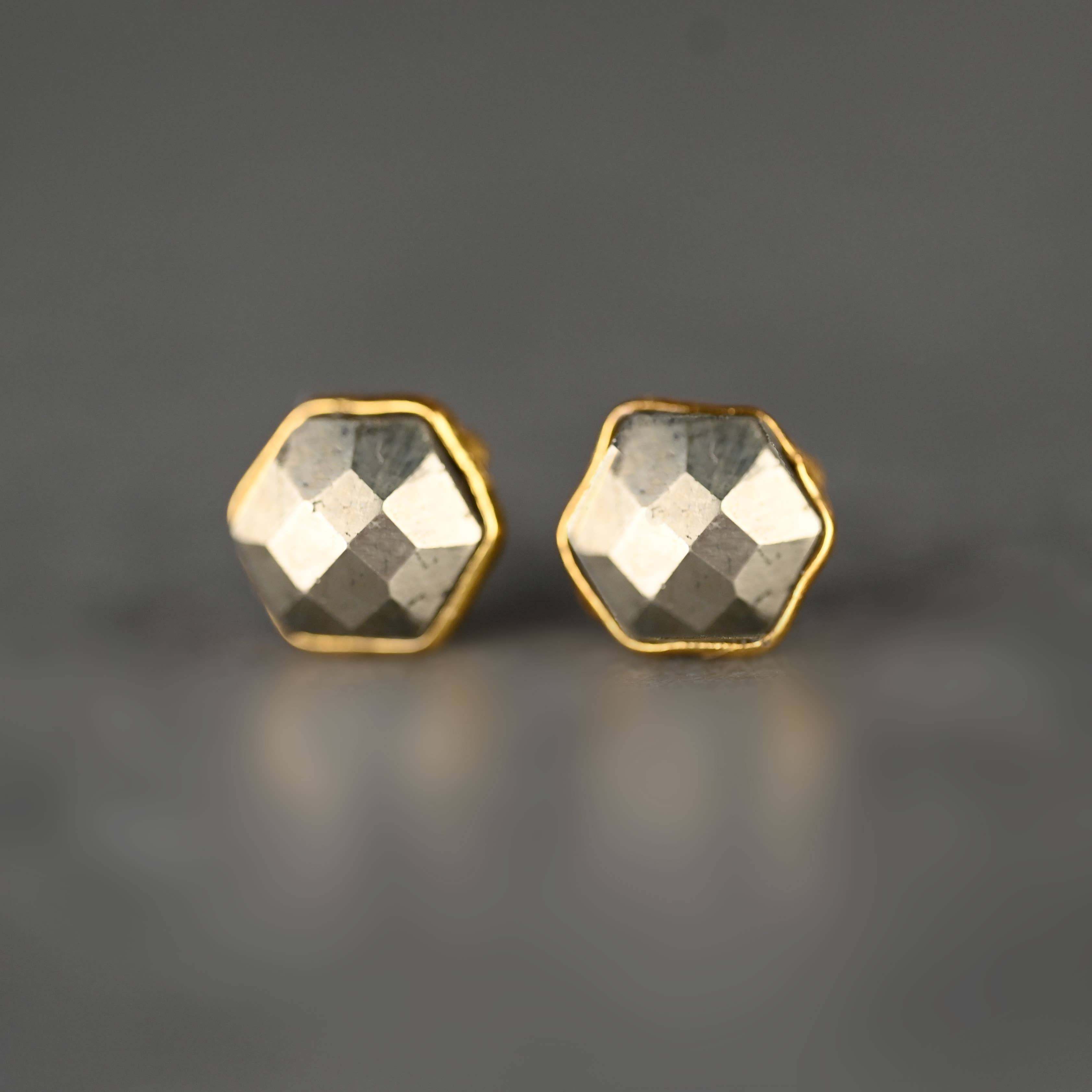 Hexagon Gemstone Studs