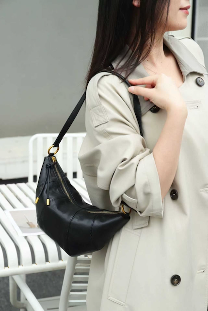 Leather & Stitch Detail Shoulder/Crossbody Bag