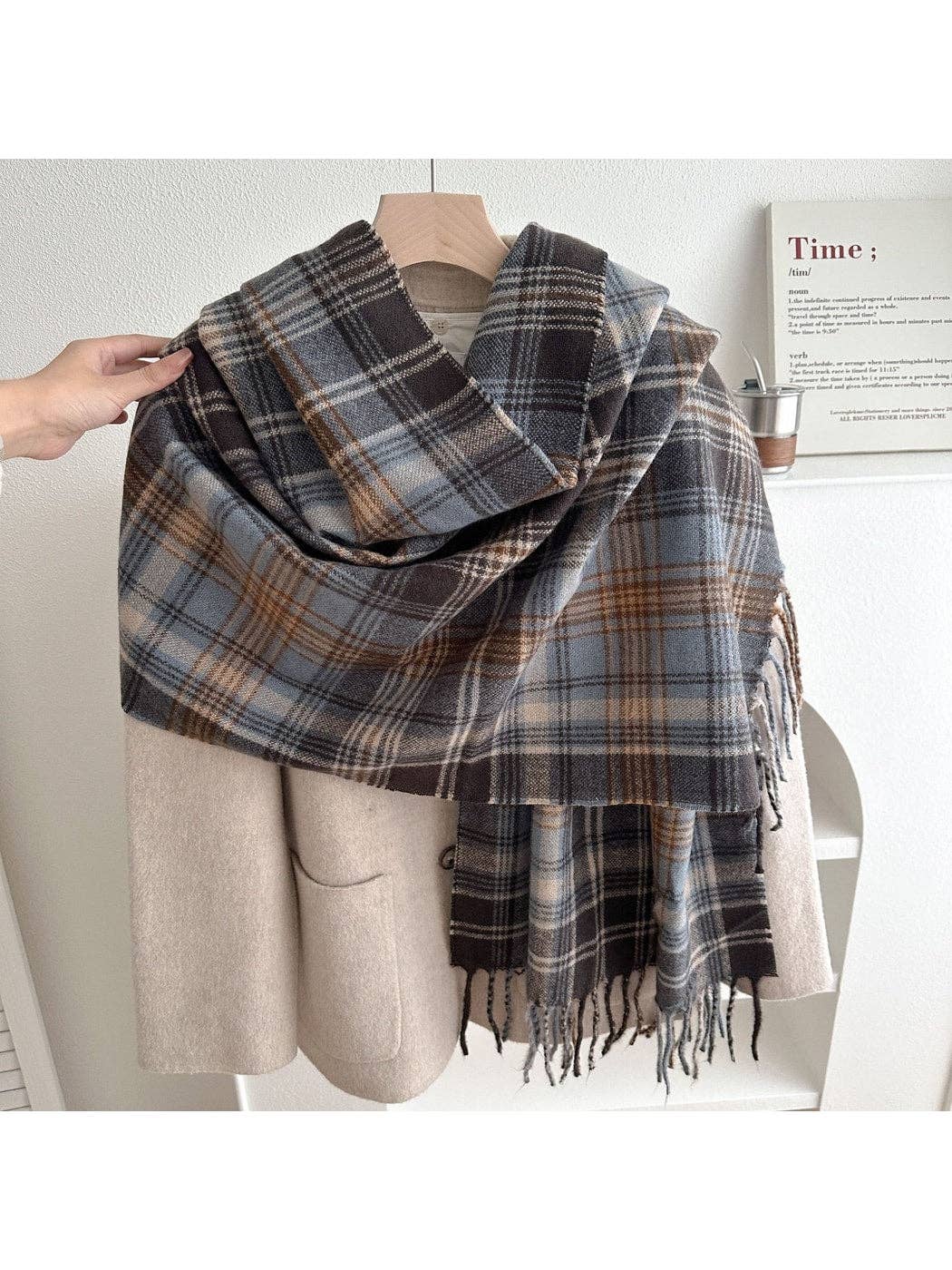 Multicolor Plaid Fringe Scarf