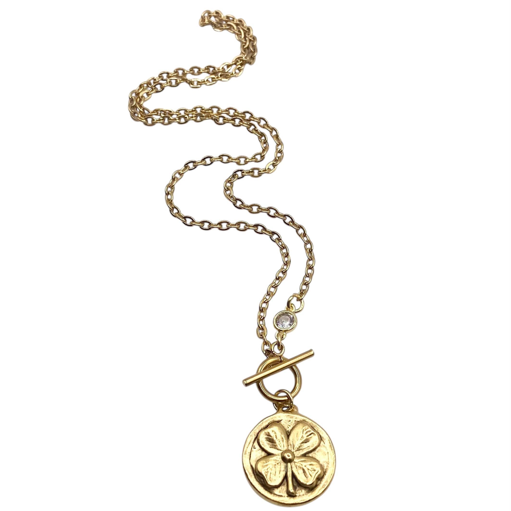 Reversible Clover Claddagh Necklace