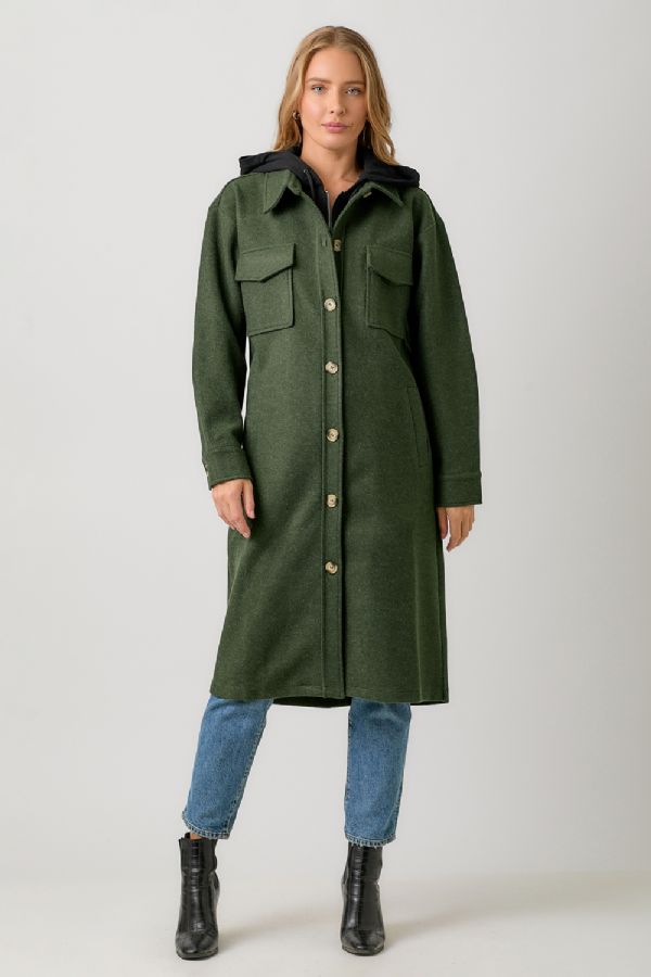 Twofer Hoodie Solid Coat