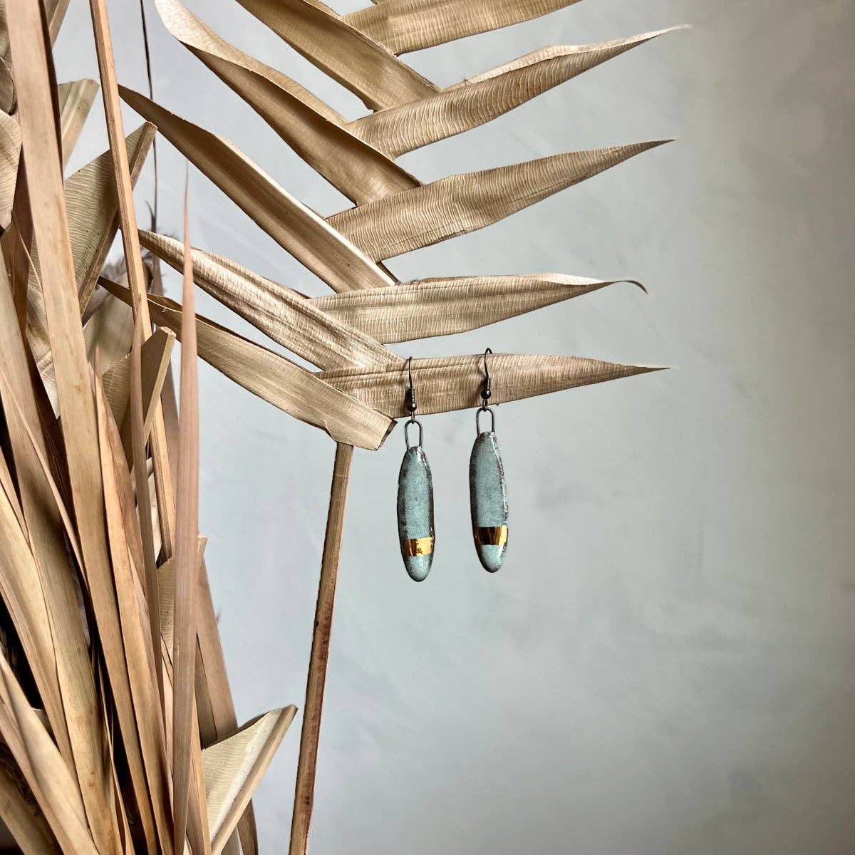 Turquoise Gold Striped Earrings