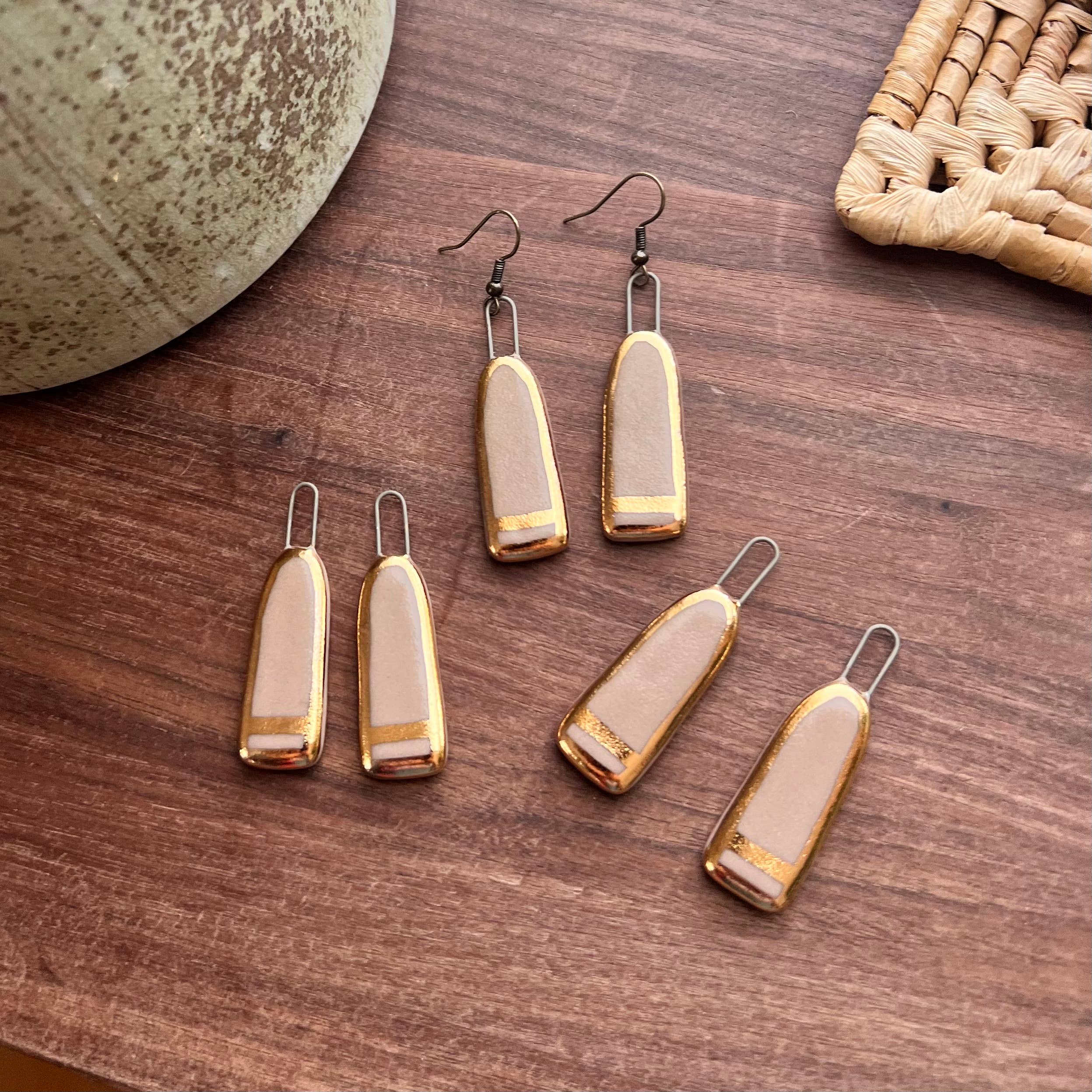 Pink Simple Gold Lined Earrings