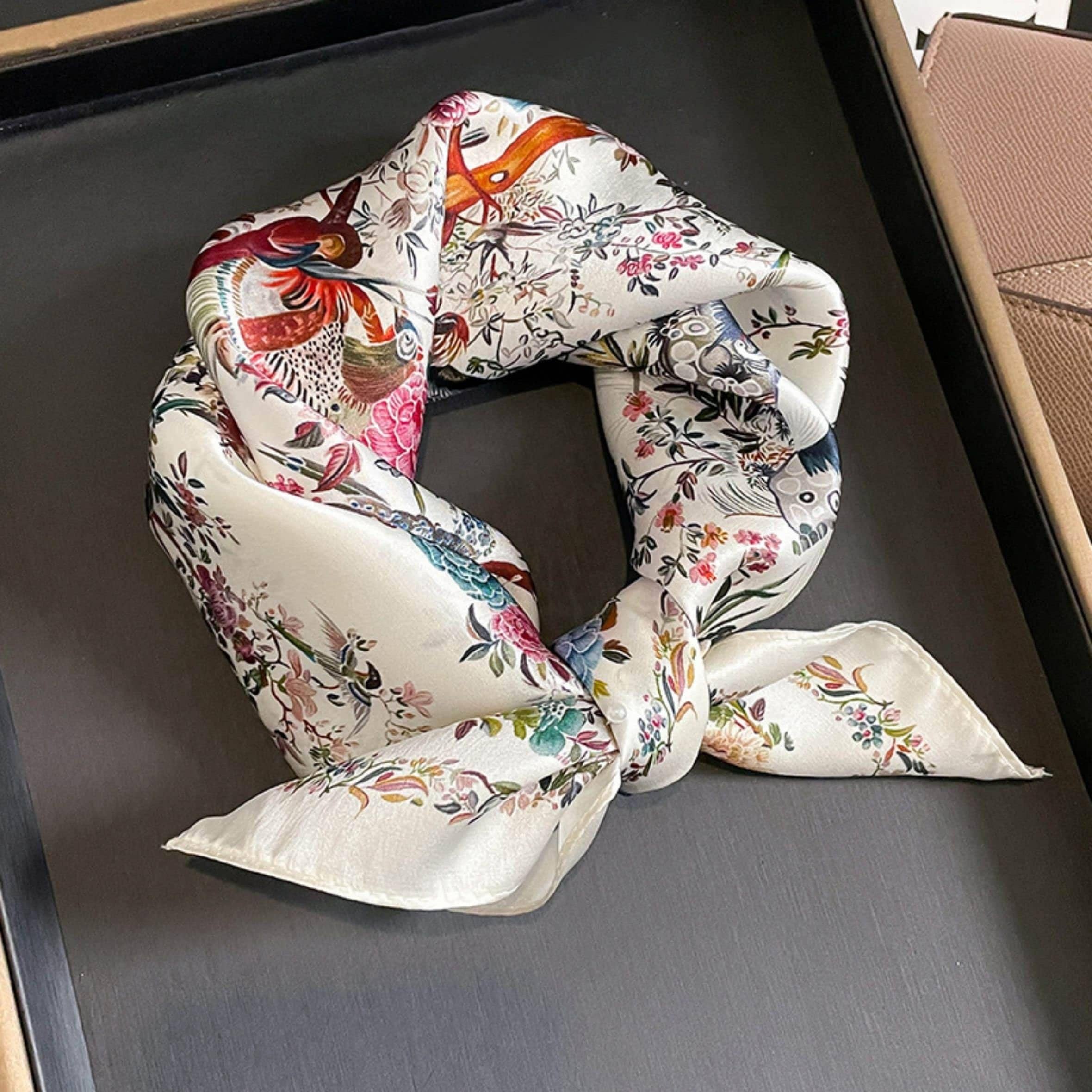 Flower & Bird Silk Scarf