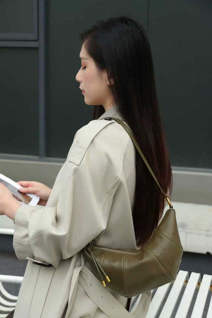 Leather & Stitch Detail Shoulder/Crossbody Bag