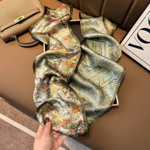 Print Silk Skinny Scarf