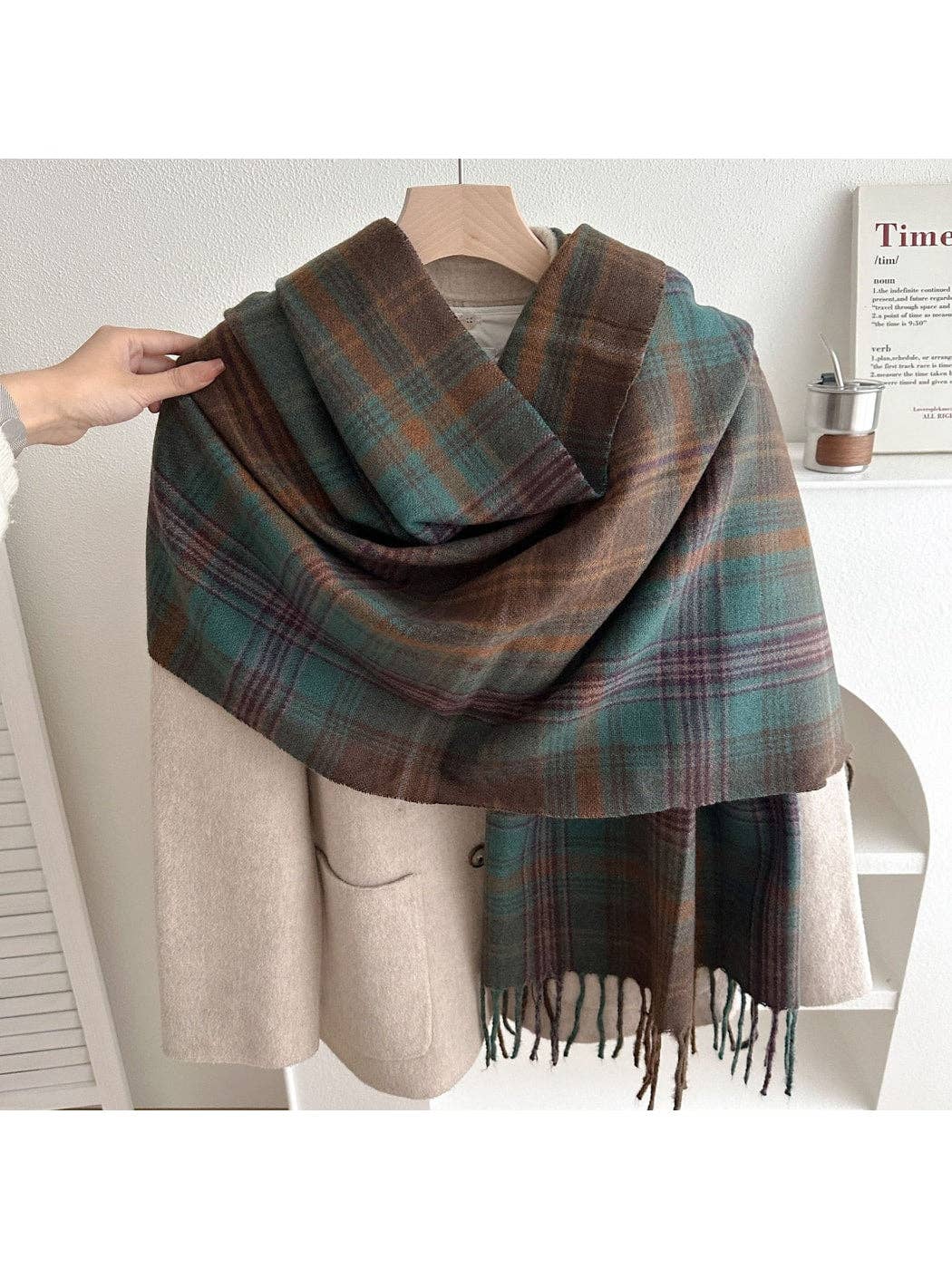 Multicolor Plaid Fringe Scarf
