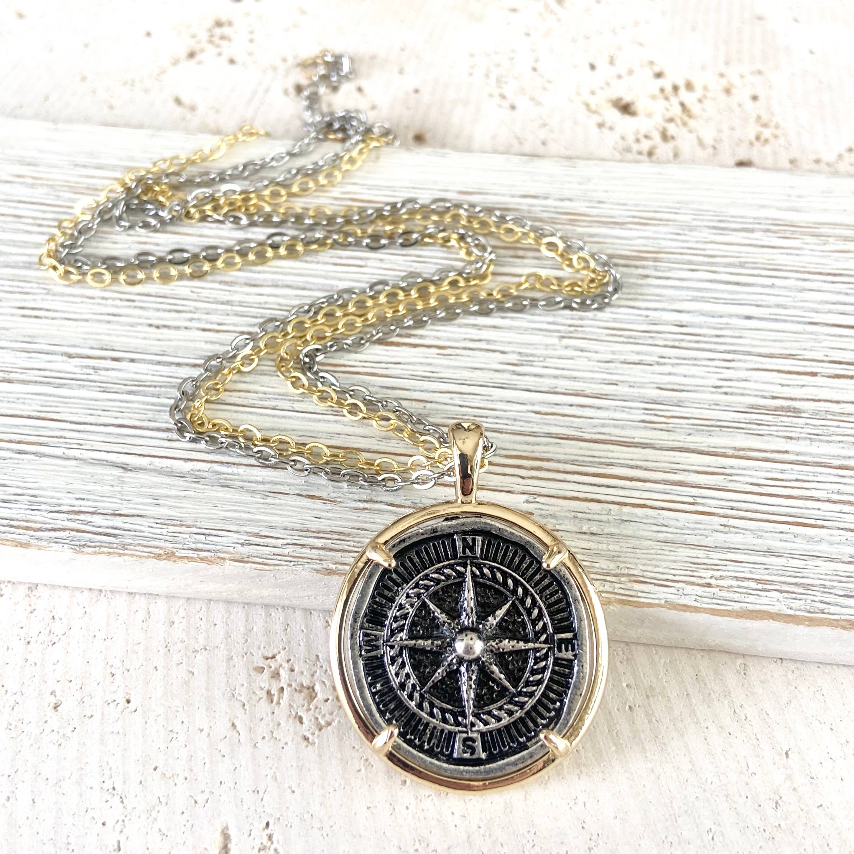 2 Toned Compass Necklace