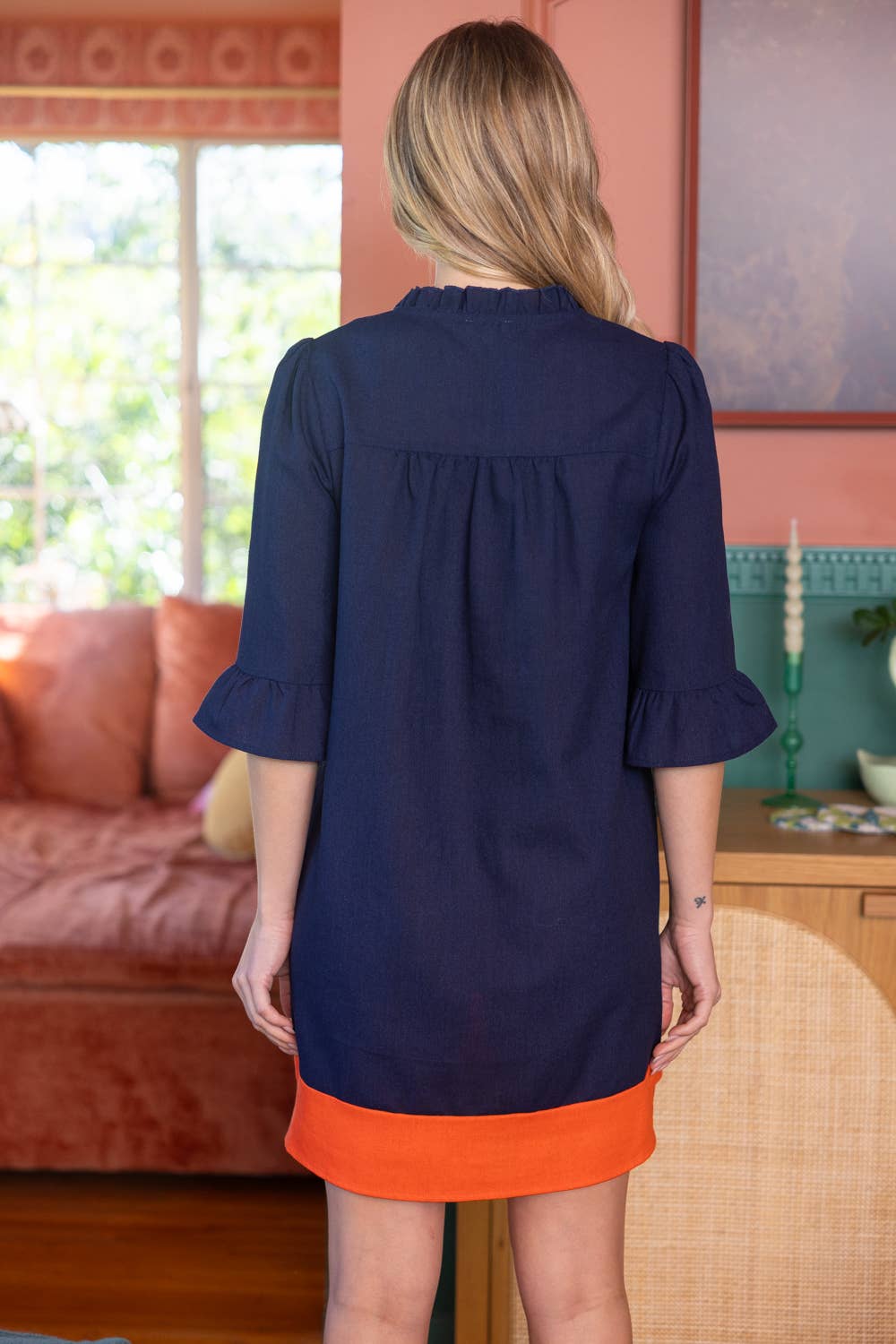 V-Neck Embroidery Shift Dress