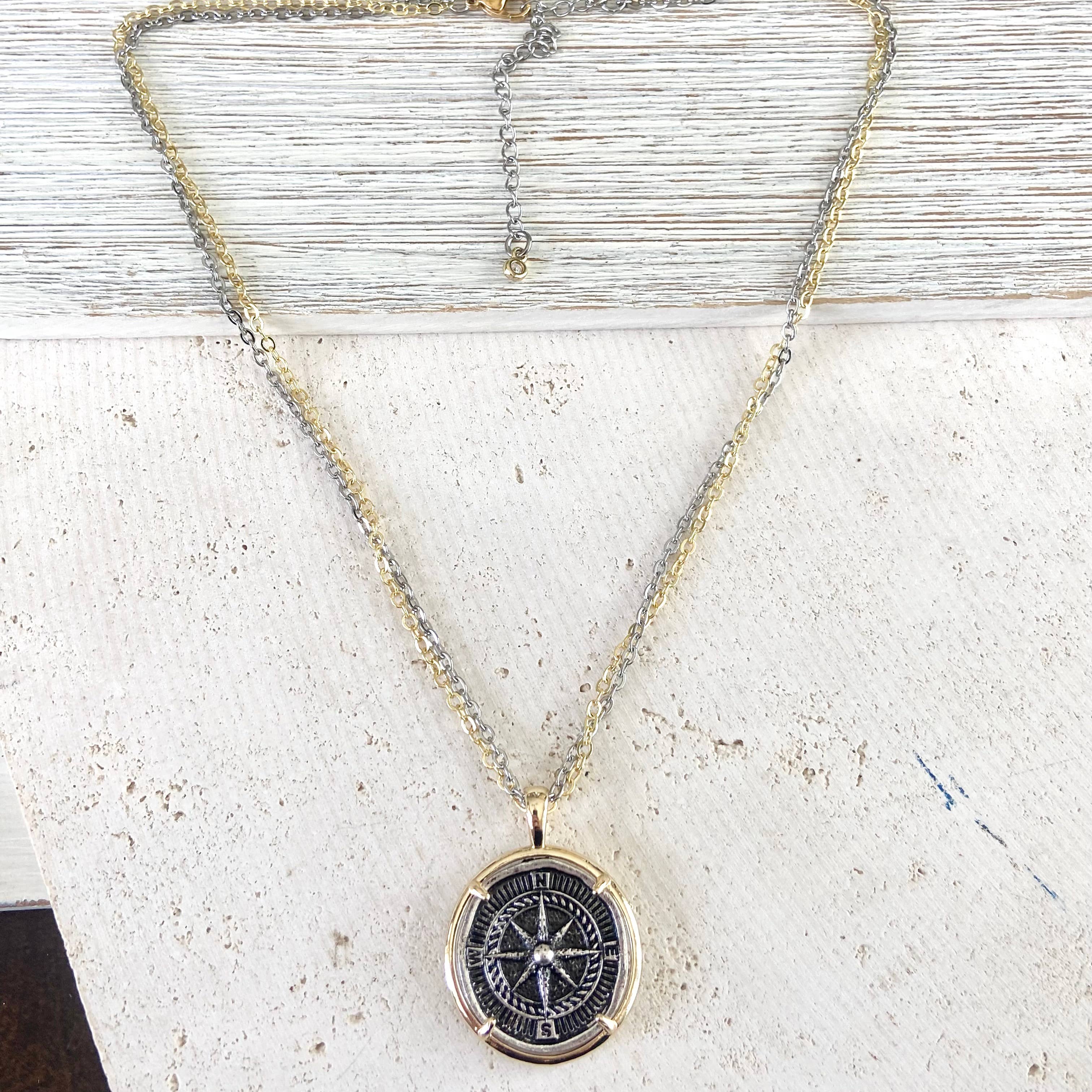 2 Toned Compass Necklace