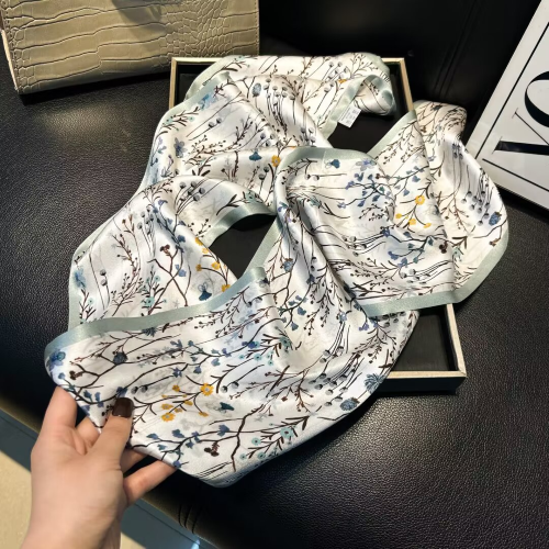 Print Silk Skinny Scarf
