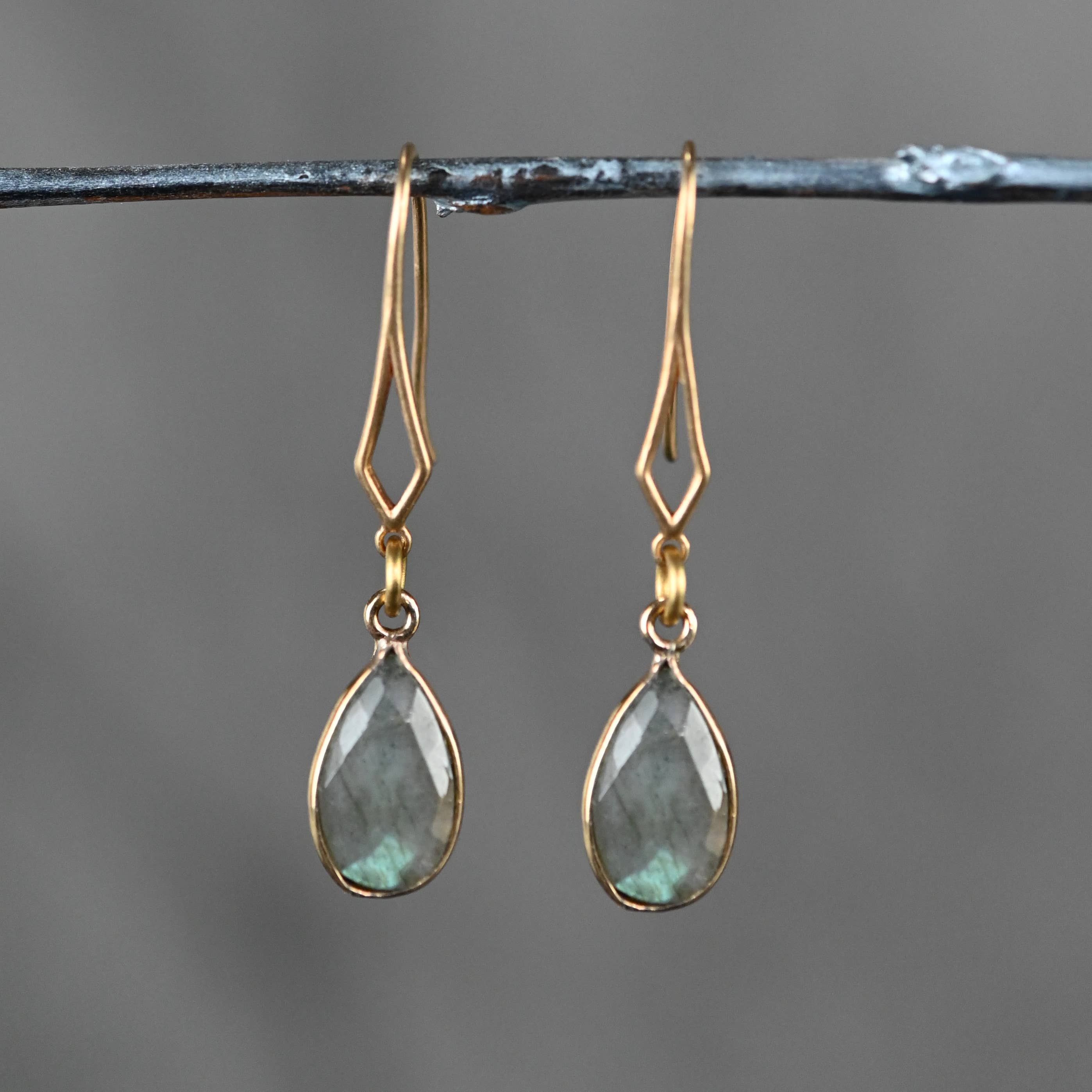 Diamond Hook w/Stone Earrings