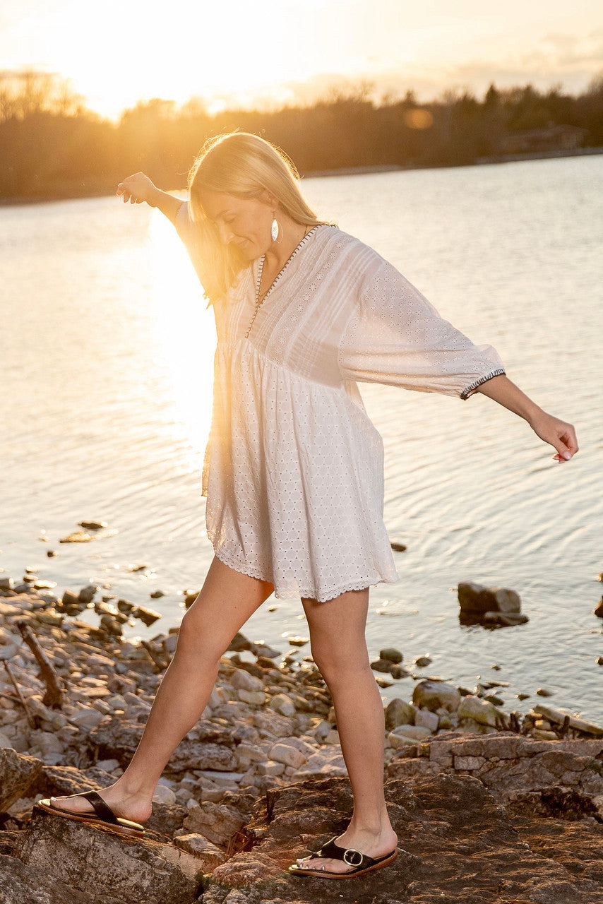 CROCHET DETAIL MINI DRESS