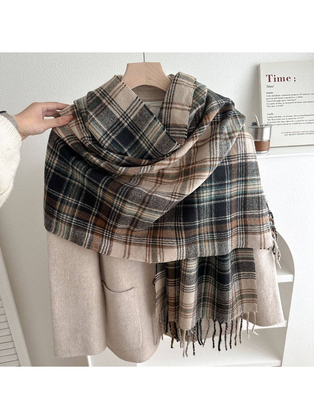 Multicolor Plaid Fringe Scarf