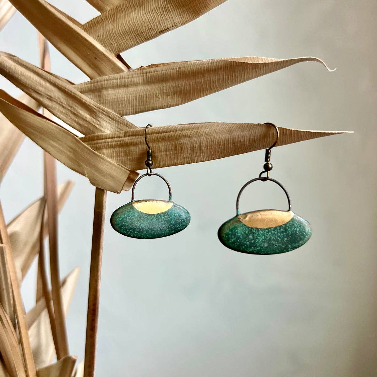 Patina Green Oval Earrings