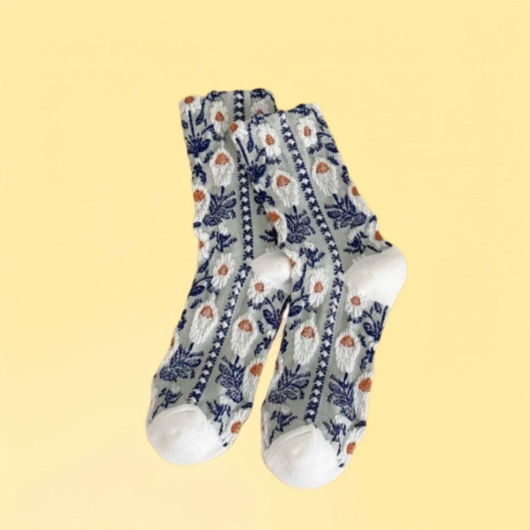 Oil Painting Floral Socks