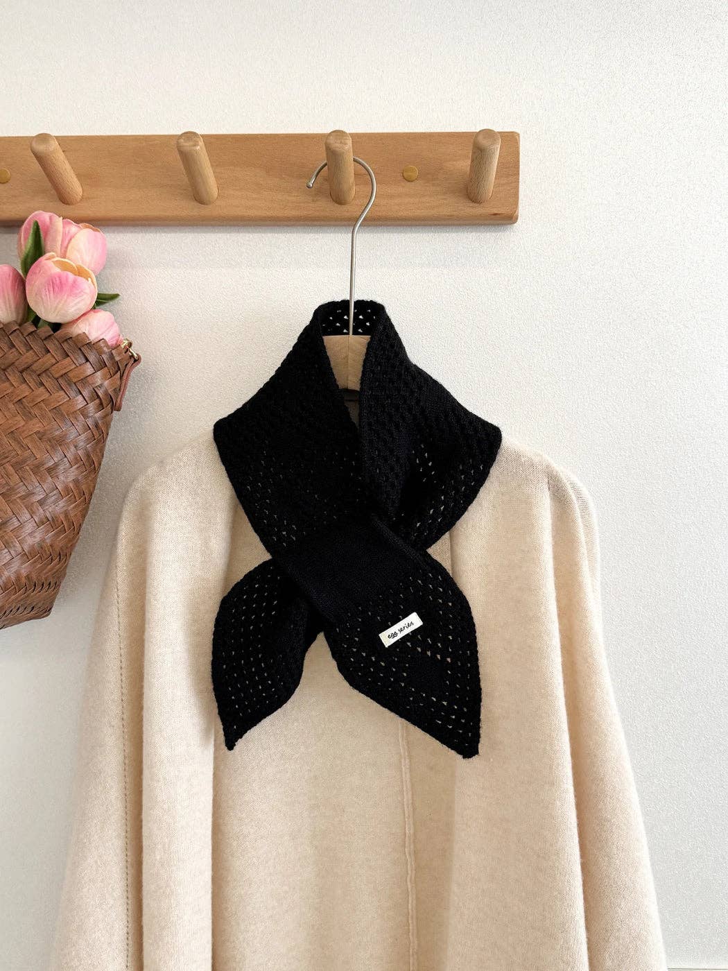 Pointelle Knit Pull-Through Scarf