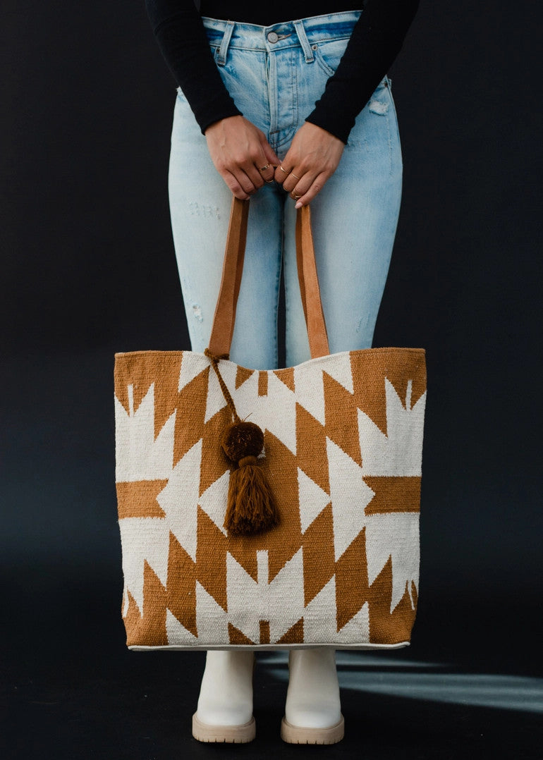 Caramel & Cream Aztec Tote