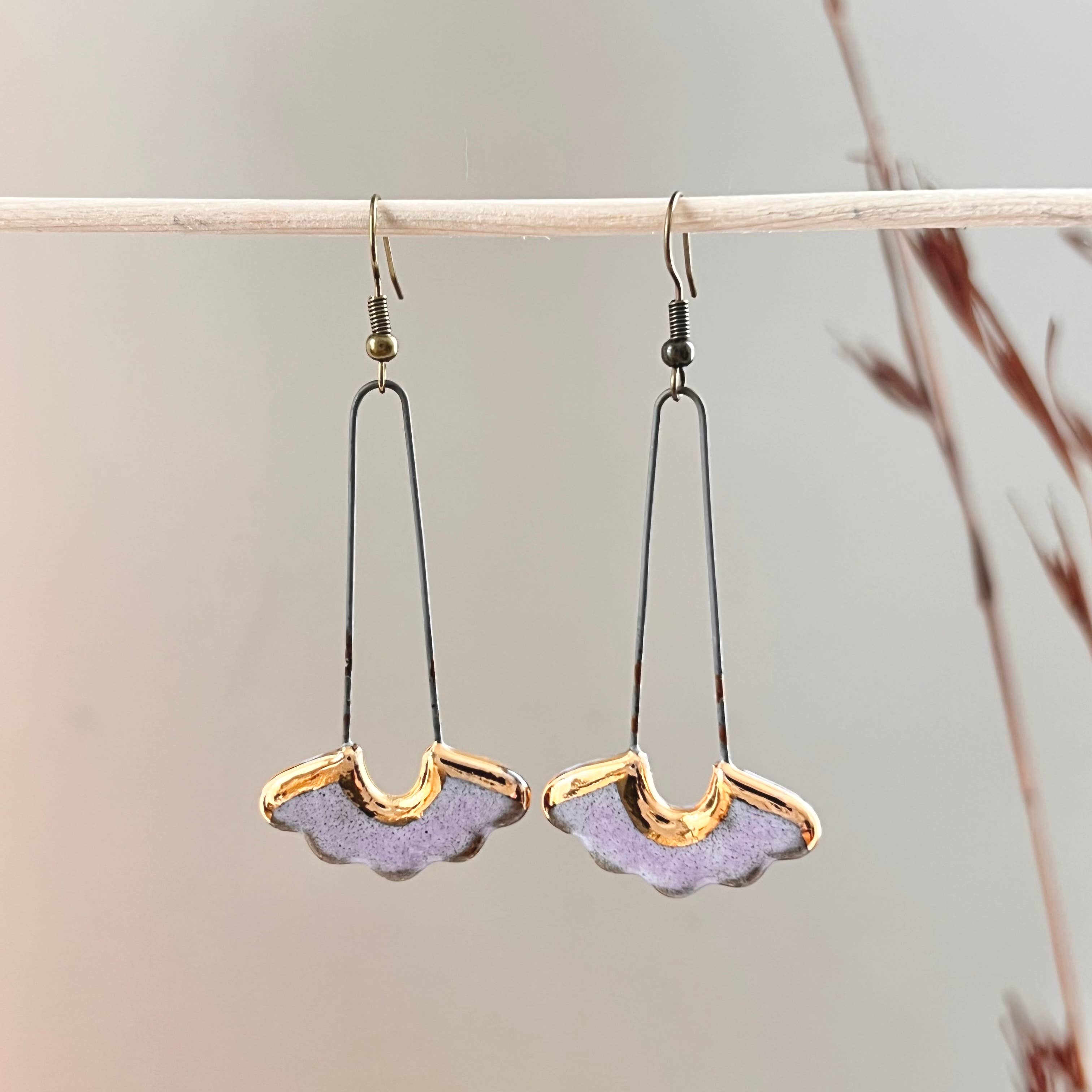 Glossy Lavender Ceramic Earrings
