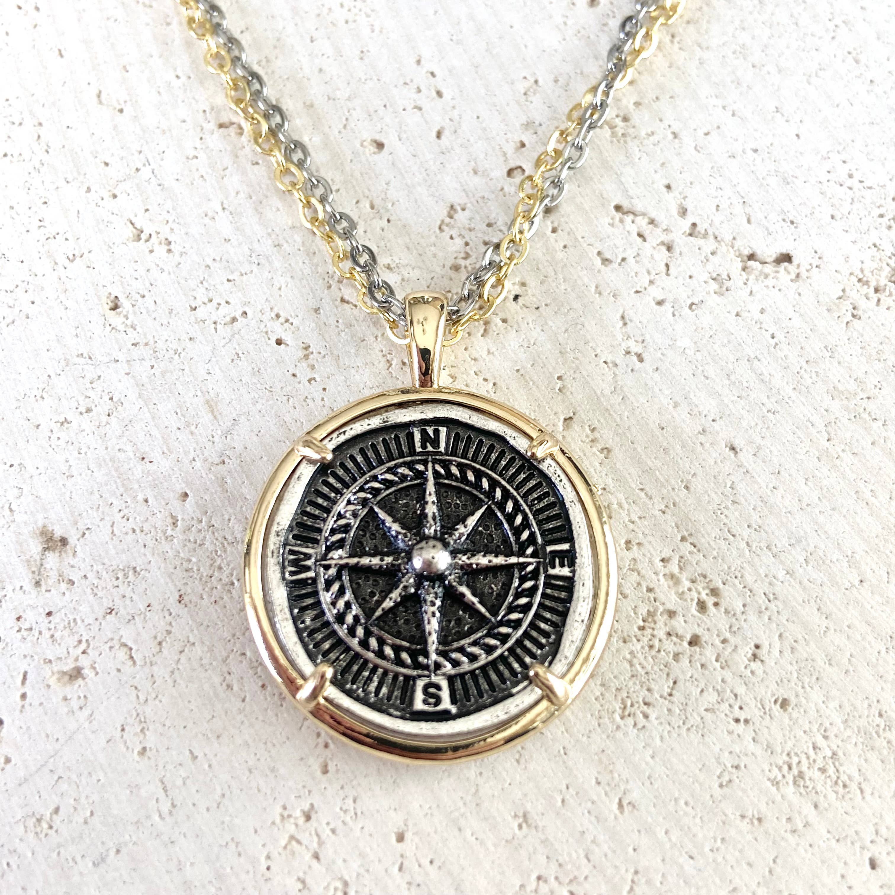 2 Toned Compass Necklace